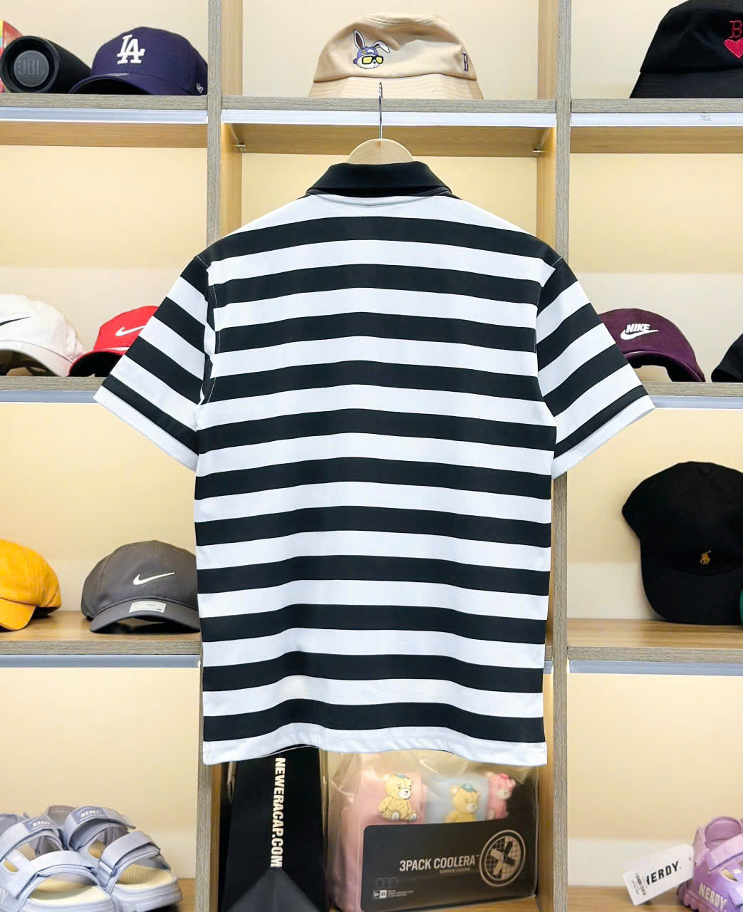 2254 - Áo Polo New Era NY Basic Trắng Sọc Đen [HÀNG CHÍNH HÃNG]