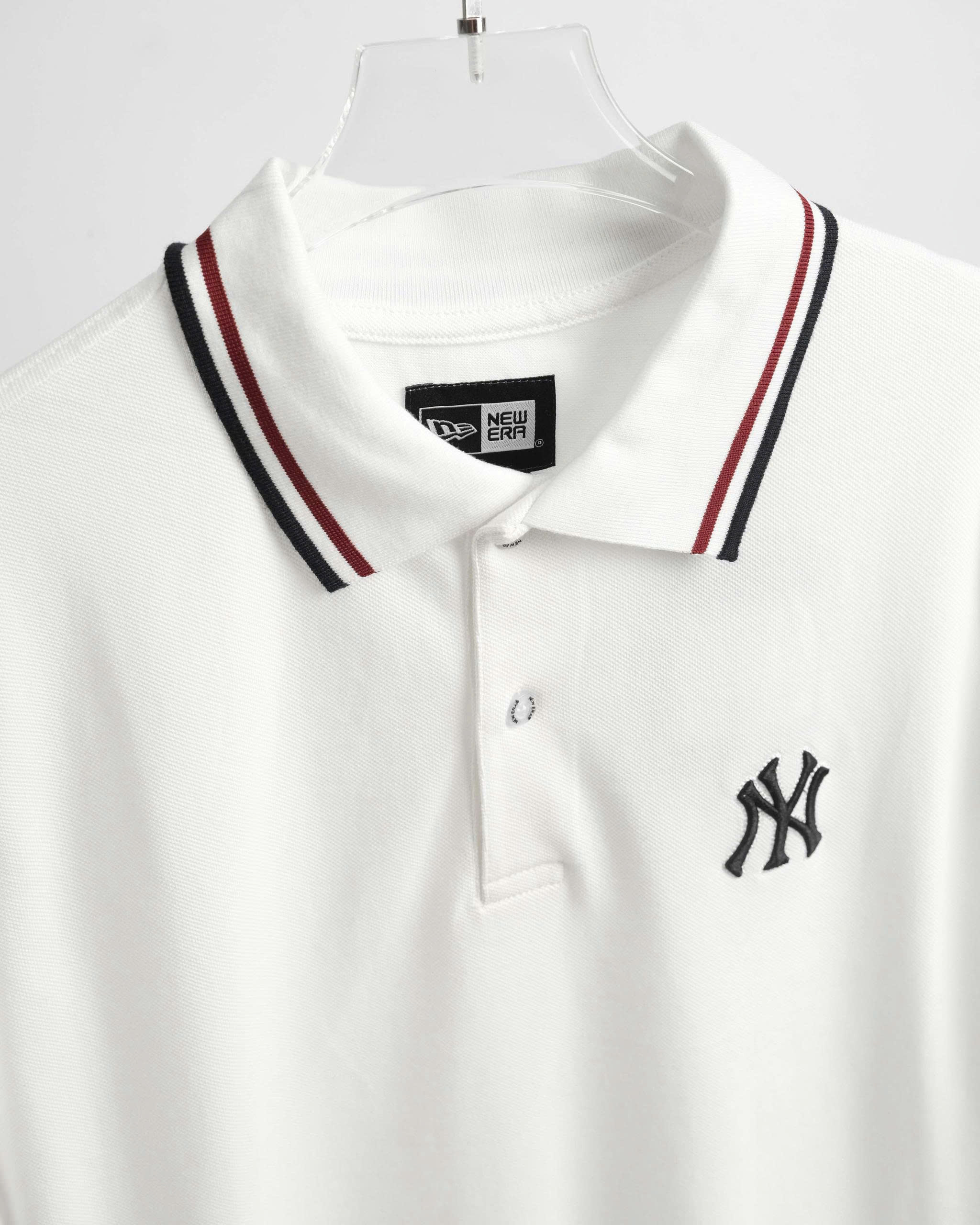 2597 - Áo Polo New Era NY Trắng Cổ Viền Đỏ Đen [HÀNG CHÍNH HÃNG]