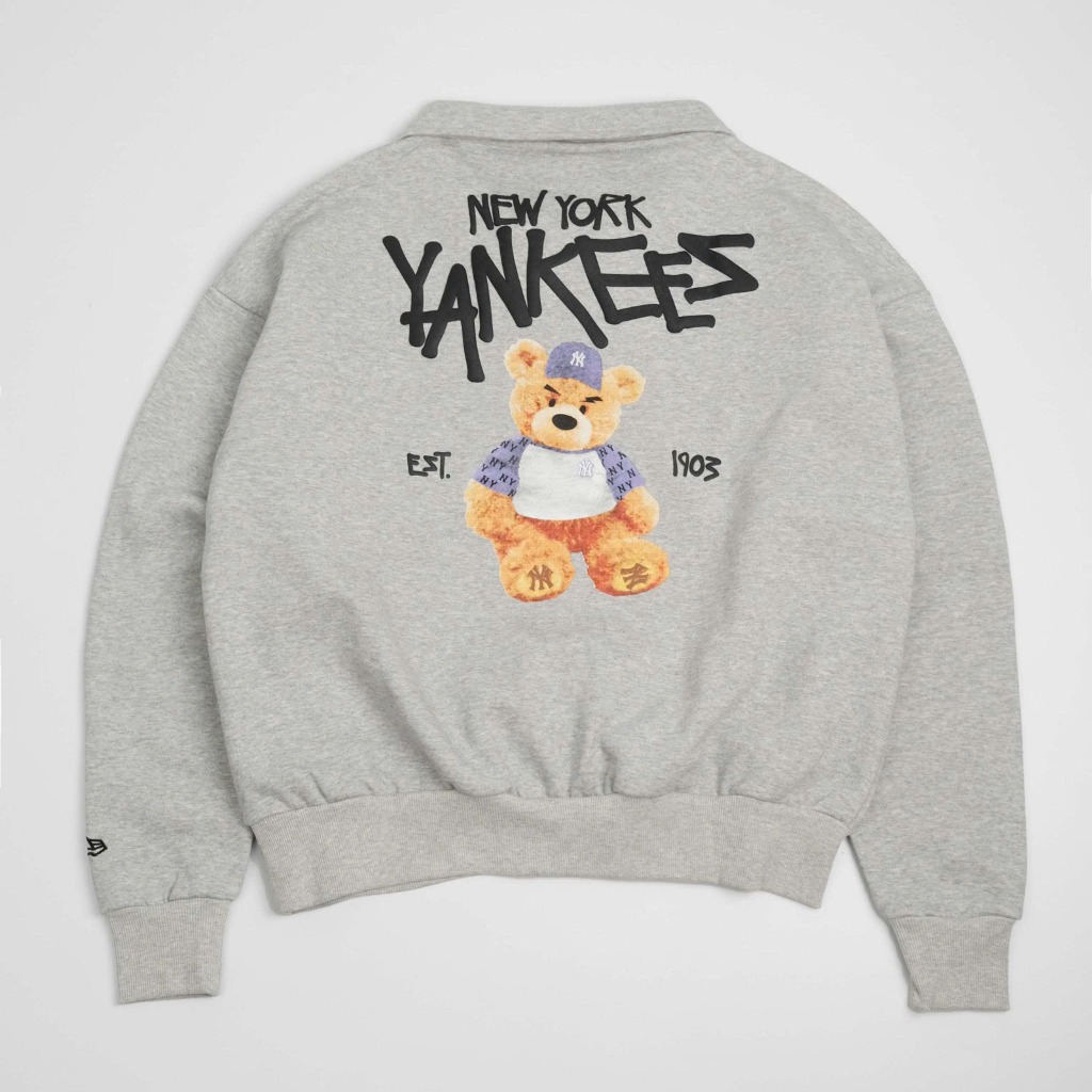 2257 - Áo Sweater New Era Quater Zipper NY New York Yankees Gấu Trắng Xám [HÀNG CHÍNH HÃNG]