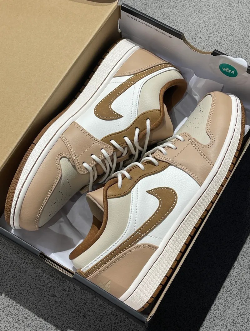 1029 -  Giày Nike Air Jordan 1 Low Premium Tan Brown HF5753 221 [HÀNG CHÍNH HÃNG]