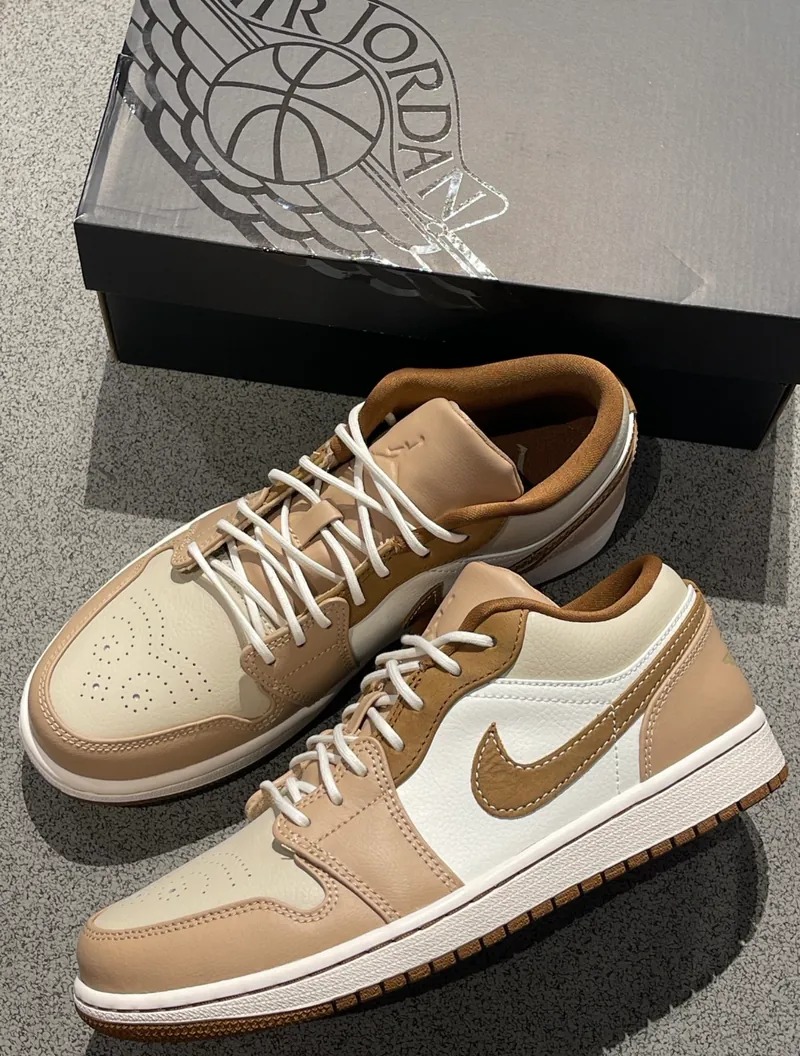 1029 -  Giày Nike Air Jordan 1 Low Premium Tan Brown HF5753 221 [HÀNG CHÍNH HÃNG]