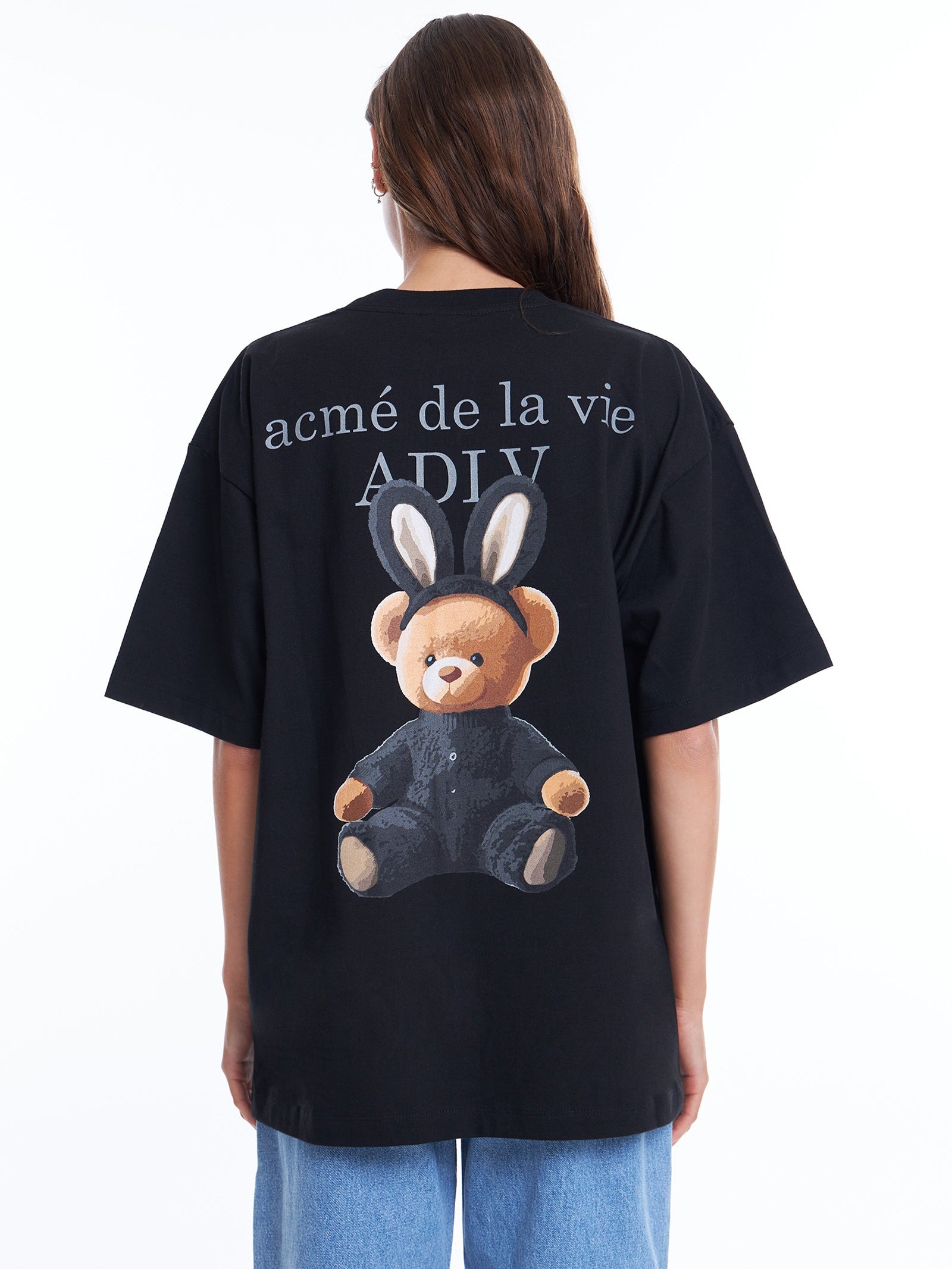 2194 - Áo ADLV Fuzzy Font Rabbit Bear Doll Đen Acmé de la vie ADLV-24SS-SSLRBR-BLK [HÀNG CHÍNH HÃNG]