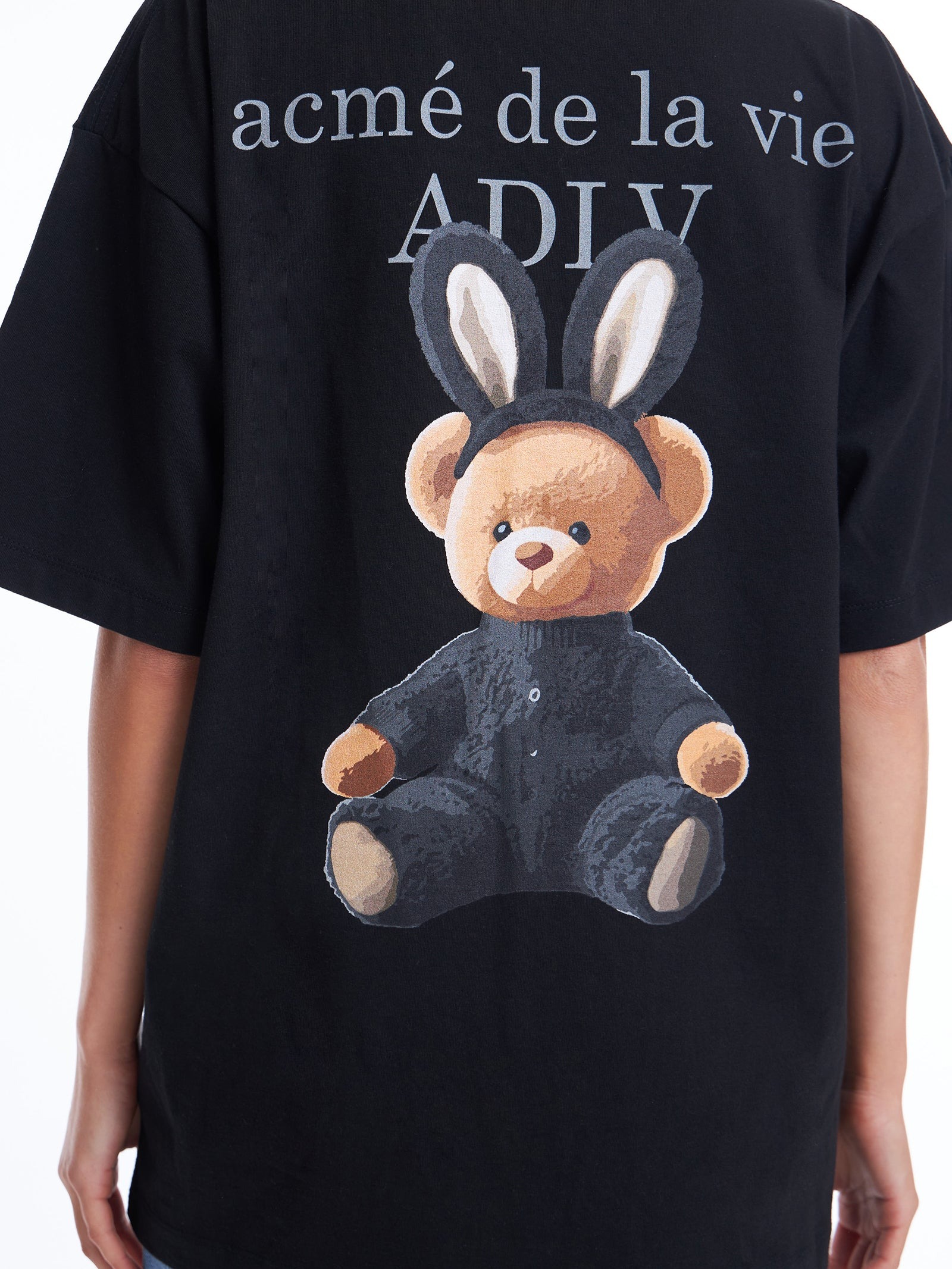 2194 - Áo ADLV Fuzzy Font Rabbit Bear Doll Đen Acmé de la vie ADLV-24SS-SSLRBR-BLK [HÀNG CHÍNH HÃNG]
