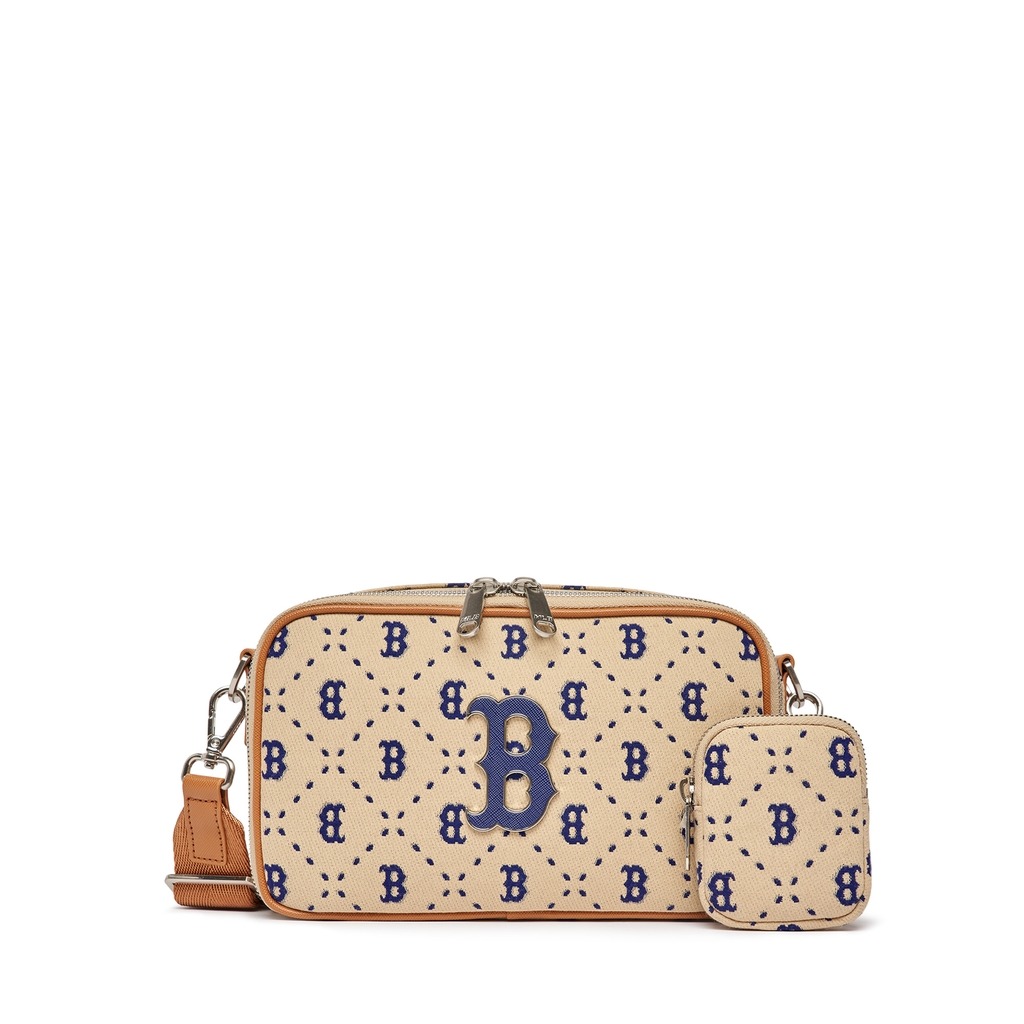 503 -  Túi MLB Dia Monogram Jacquard Boston Red Sox Logo Navy - Nâu Nhạt Monogram - Code  3ACRM013N-43SAL [HÀNG CHÍNH HÃNG]