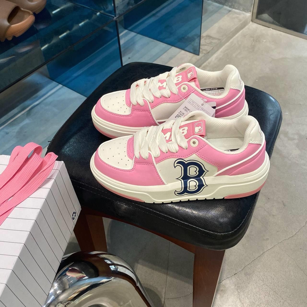 973 -  Giày MLB NY Chunky Liner Basic Big B Boston Red Sox - Hồng Pink - Code 3ASXCLB3N 43PKS [HÀNG CHÍNH HÃNG]