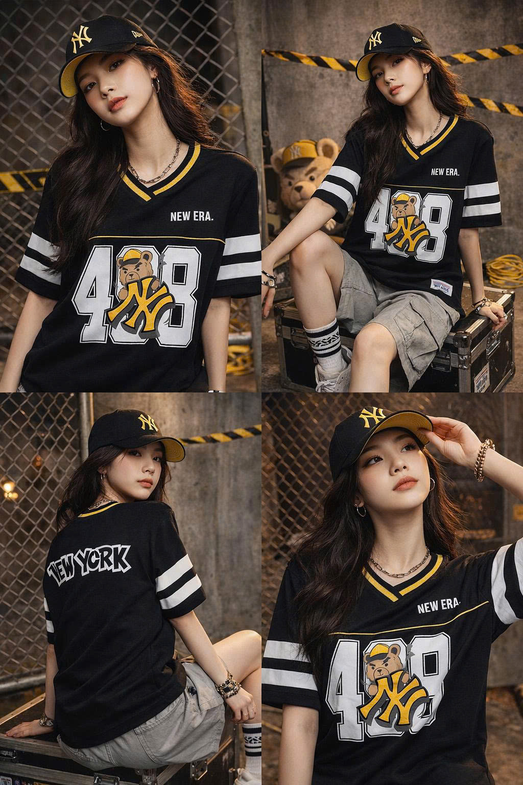 2570 - Áo New Era New York Yankess 4 Gấu 8 Đen [HÀNG CHÍNH HÃNG]