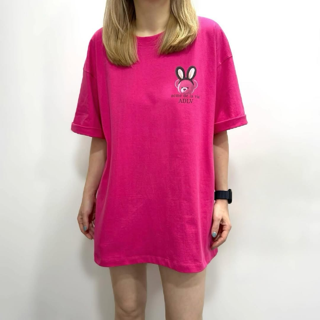 2192 - Áo ADLV Fuzzy Font Rabbit Bear Doll Hồng Acmé de la vie ADLV-24SS-SSLRBR-PNK [HÀNG CHÍNH HÃNG]