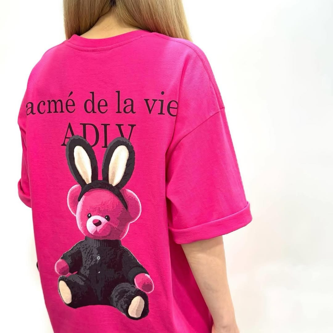 2192 - Áo ADLV Fuzzy Font Rabbit Bear Doll Hồng Acmé de la vie ADLV-24SS-SSLRBR-PNK [HÀNG CHÍNH HÃNG]