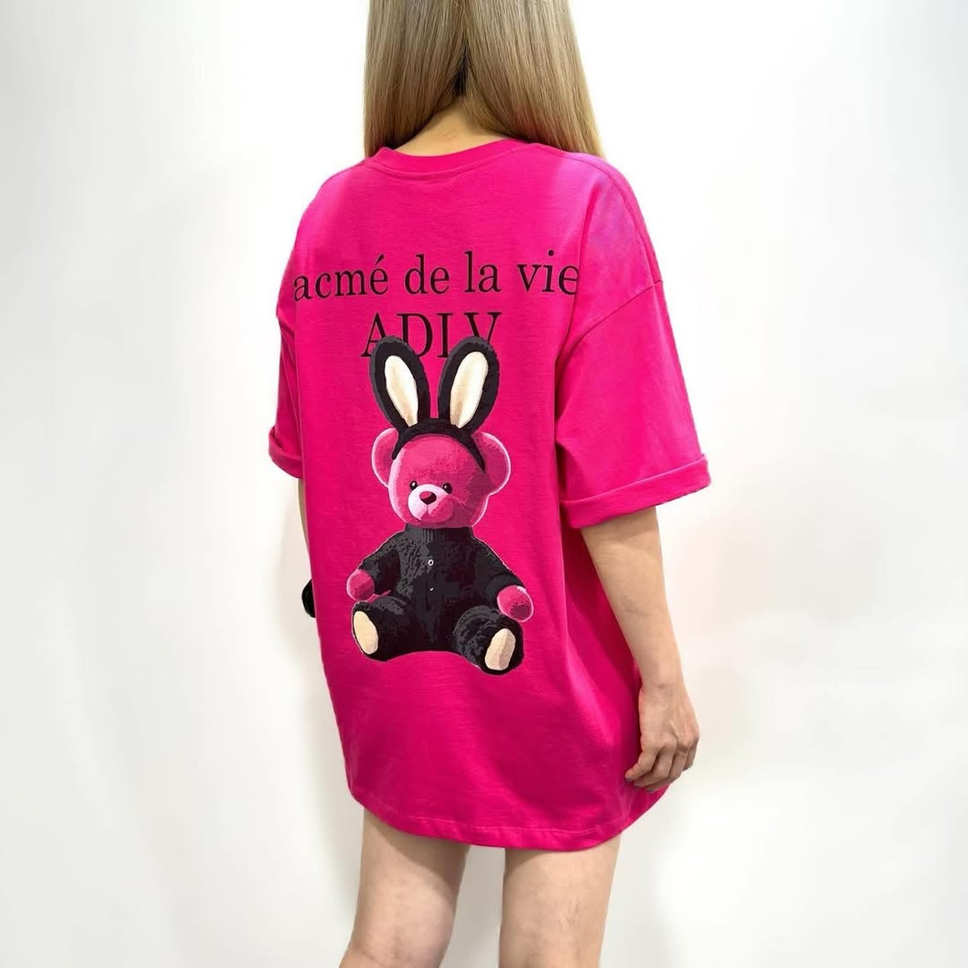 2192 - Áo ADLV Fuzzy Font Rabbit Bear Doll Hồng Acmé de la vie ADLV-24SS-SSLRBR-PNK [HÀNG CHÍNH HÃNG]