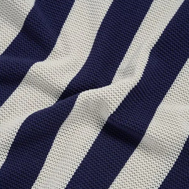 2035 - Áo ADLV Len Ngắn Tay Collar Point Stripe Xanh Navy 25SS-TP-KN-LG-CPK-NVY Acmé de la vie [HÀNG CHÍNH HÃNG]