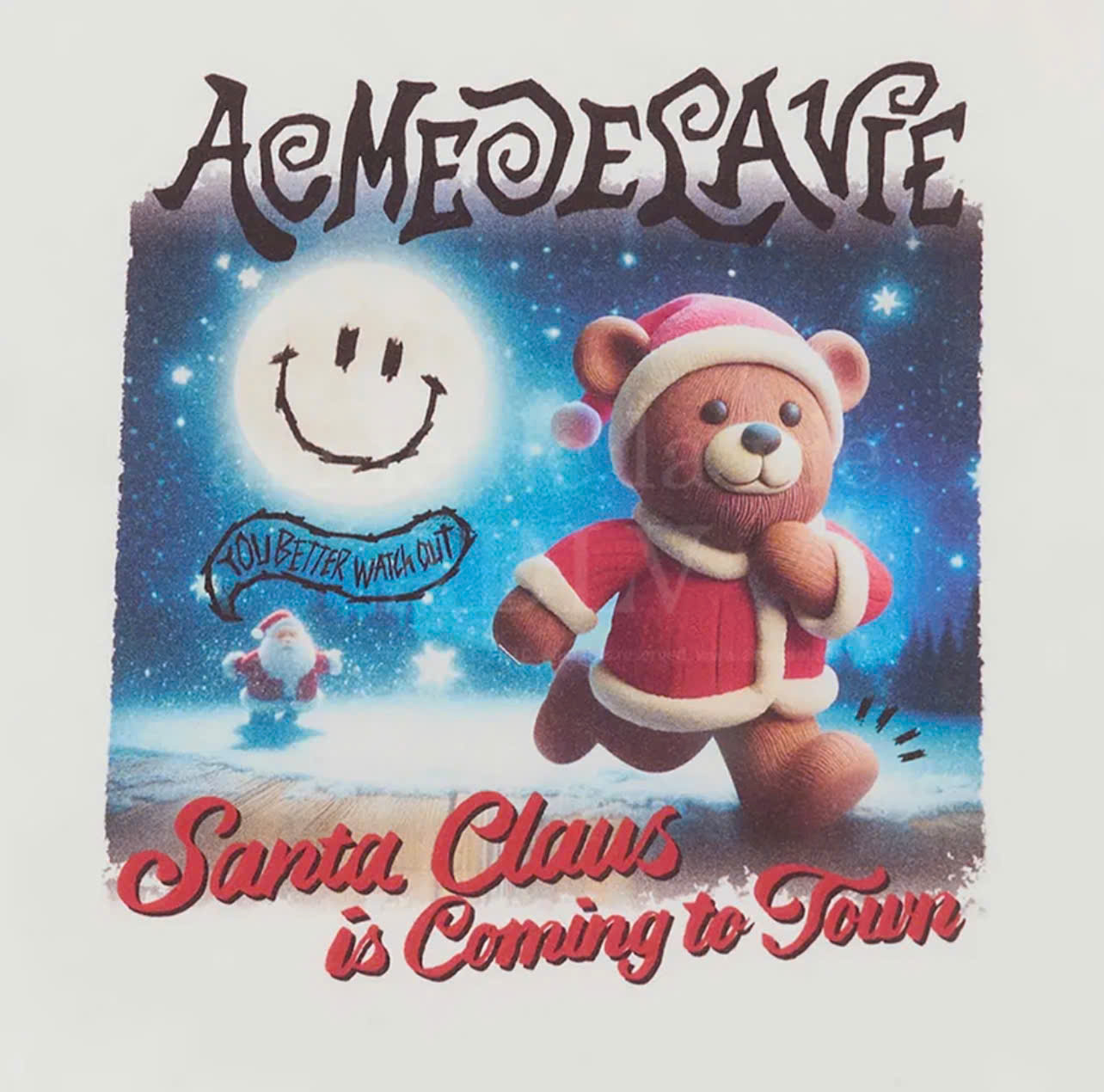 1997 - Áo ADLV Santa Bear Christmast Noel Trắng 24FW-TP-SS-AW-SRB-CRM Acmé de la vie [HÀNG CHÍNH HÃNG]