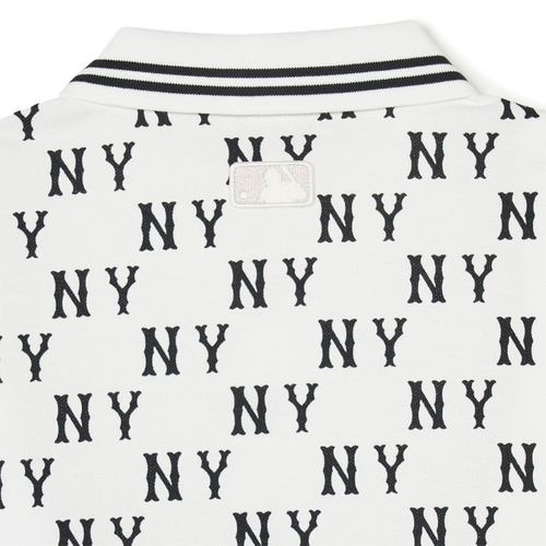 702 -  Áo Polo MLB Front Pattern Collar NY Monogram - Trắng Ivory - Code 3APQM0443 50IVS [HÀNG CHÍNH HÃNG]