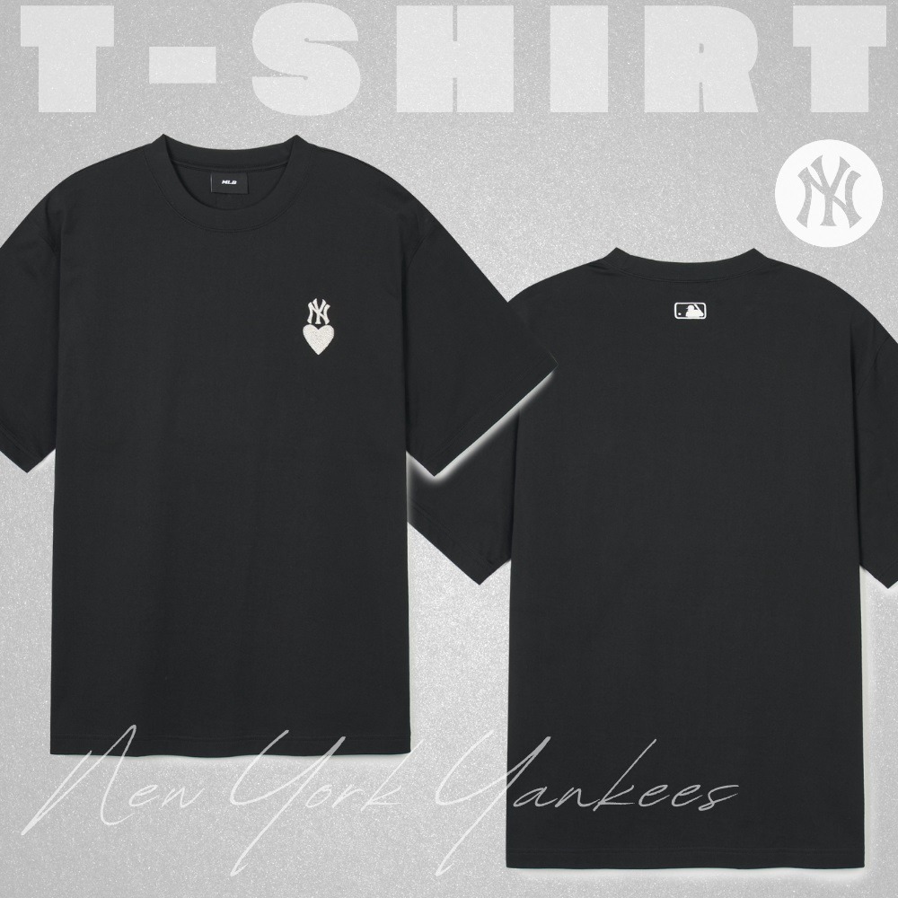1024 -  Áo MLB Heart Small Logo New York Yankees Black - Trái Tim Đen - Code 3ATSH0143 50BKS [HÀNG CHÍNH HÃNG]