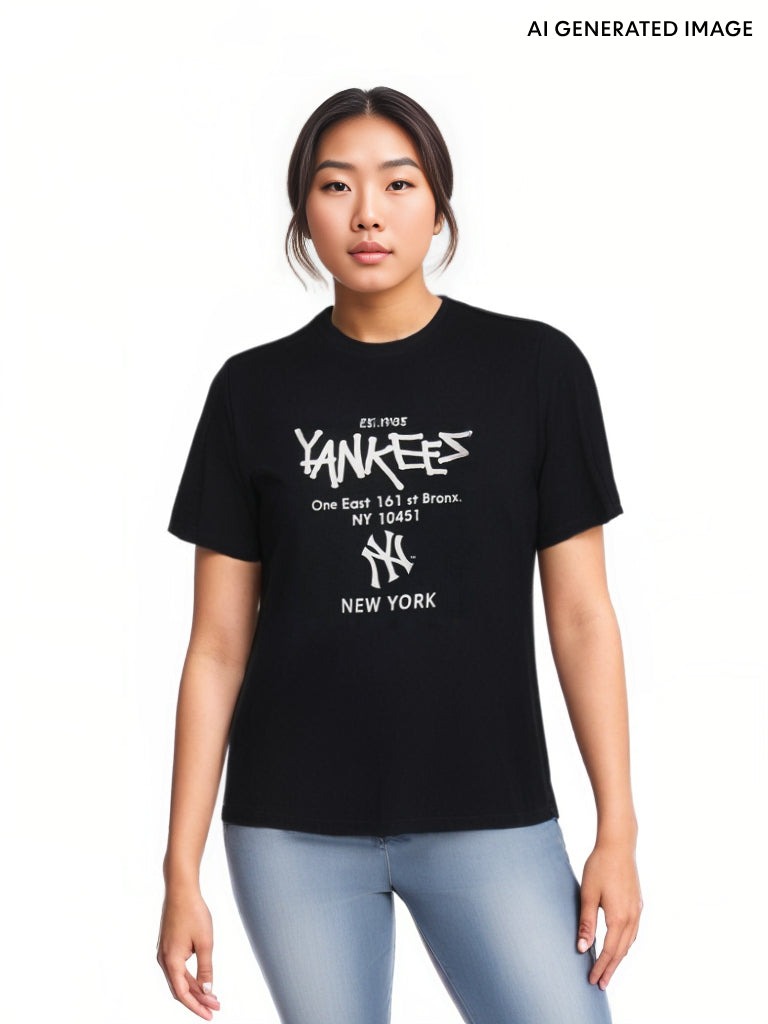 980 -  Áo MLB NY 2024 Basic Lettering Over Fit New York Yankees - Black Đen - Code 3ATSB2243 50BKS [HÀNG CHÍNH HÃNG]