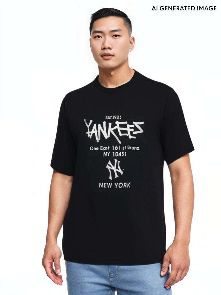 980 -  Áo MLB NY 2024 Basic Lettering Over Fit New York Yankees - Black Đen - Code 3ATSB2243 50BKS [HÀNG CHÍNH HÃNG]