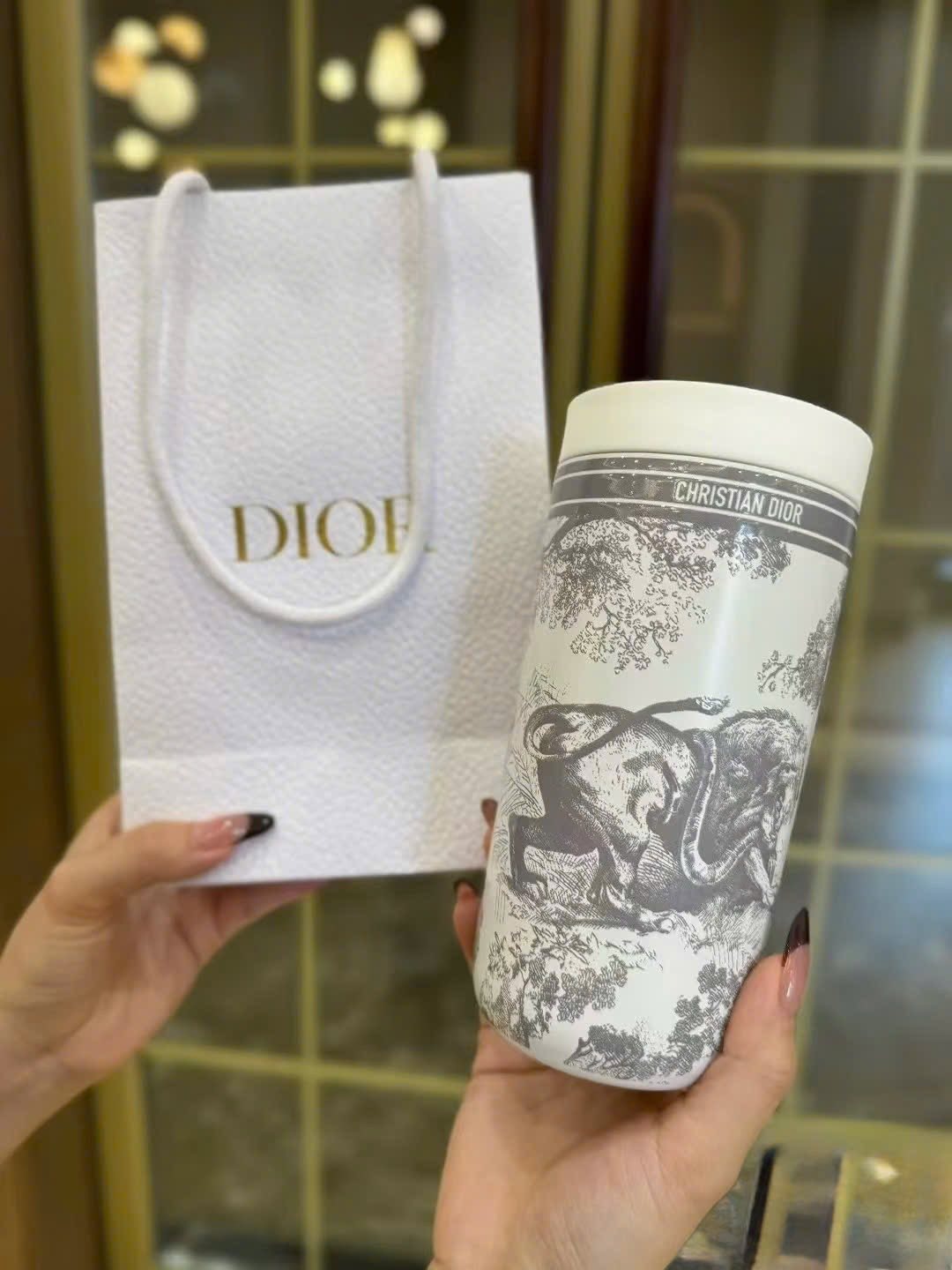 2106 - Bình Giữ Nhiệt Dior Gift - Dior Gourde Flask Toilede Jouy Palms (Gift Hãng Tặng Khách) [HÀNG CHÍNH HÃNG]