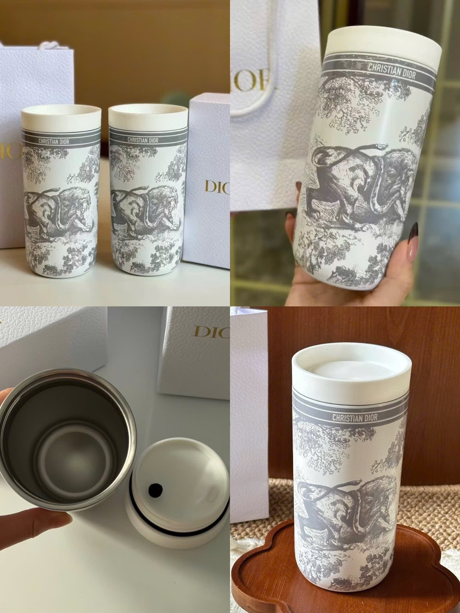 2106 - Bình Giữ Nhiệt Dior Gift - Dior Gourde Flask Toilede Jouy Palms (Gift Hãng Tặng Khách) [HÀNG CHÍNH HÃNG]