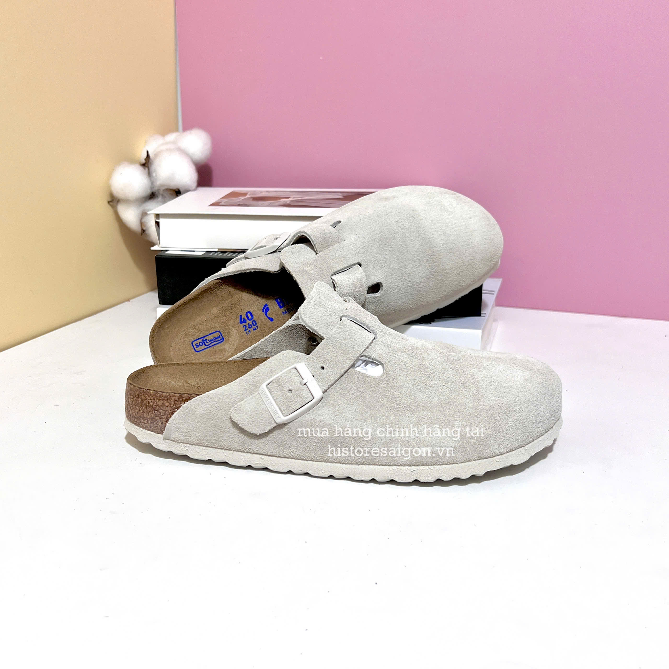 2658 - Dép Birkenstock Boston Soft Footbed Antique White 1027693 / 1027667 [HÀNG CHÍNH HÃNG]