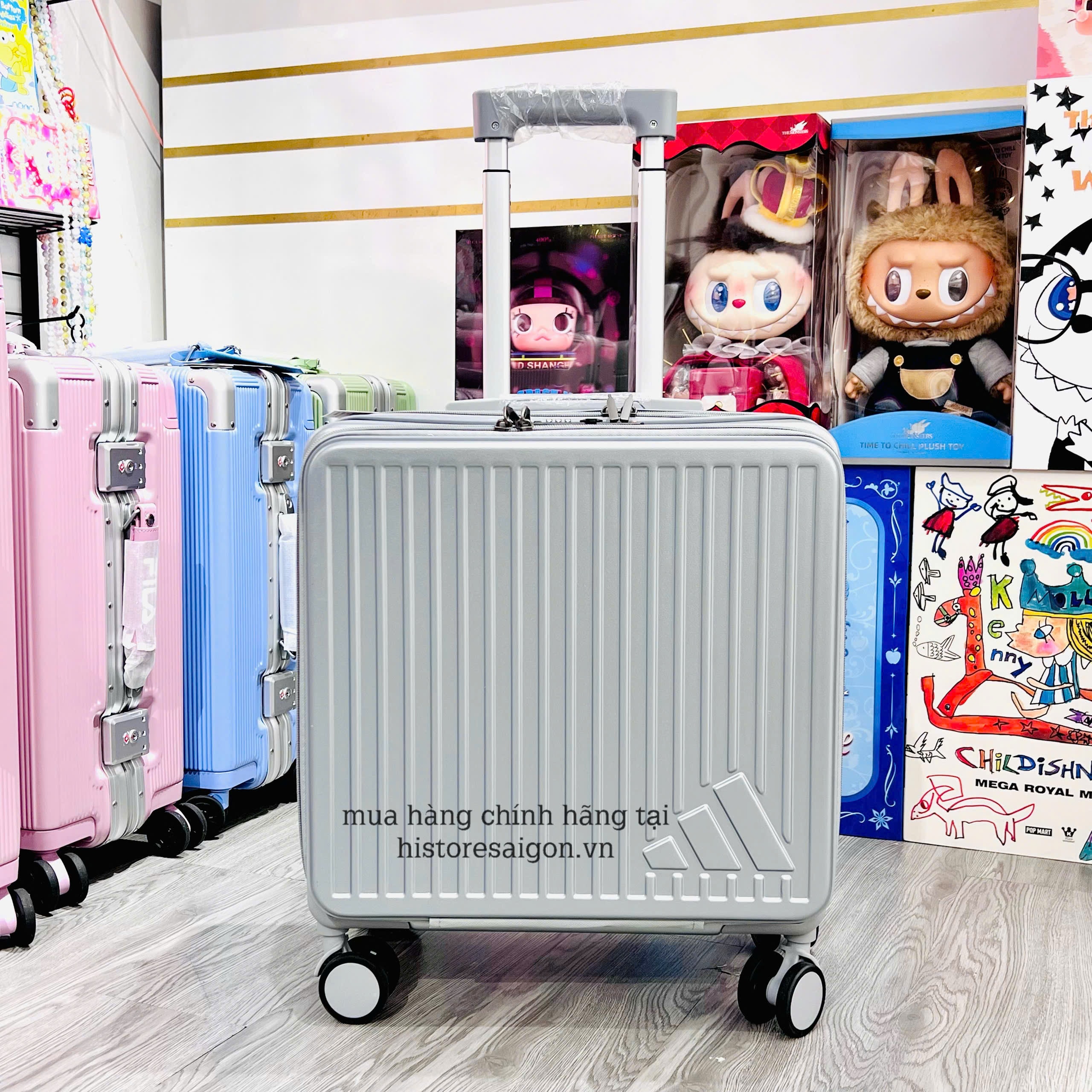 1327 - Vali Adidas Xách Tay Xám Embossed Logo Size Cabin Mang Lên Máy Bay [CHÍNH HÃNG]