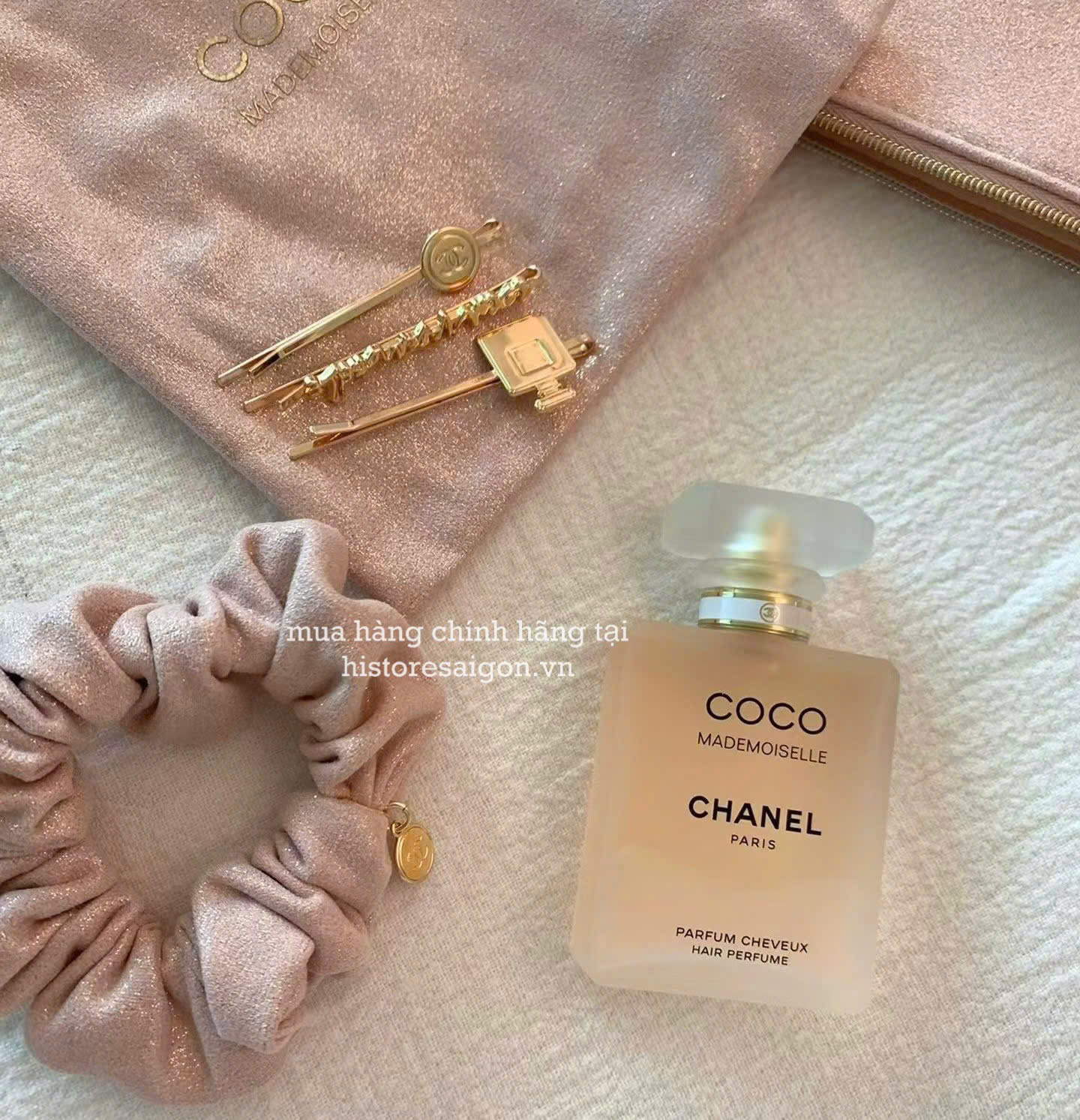 2132 - Cột Tóc Chanel Gift Hồng (Gift Hãng Tặng Khách) [HÀNG CHÍNH HÃNG]