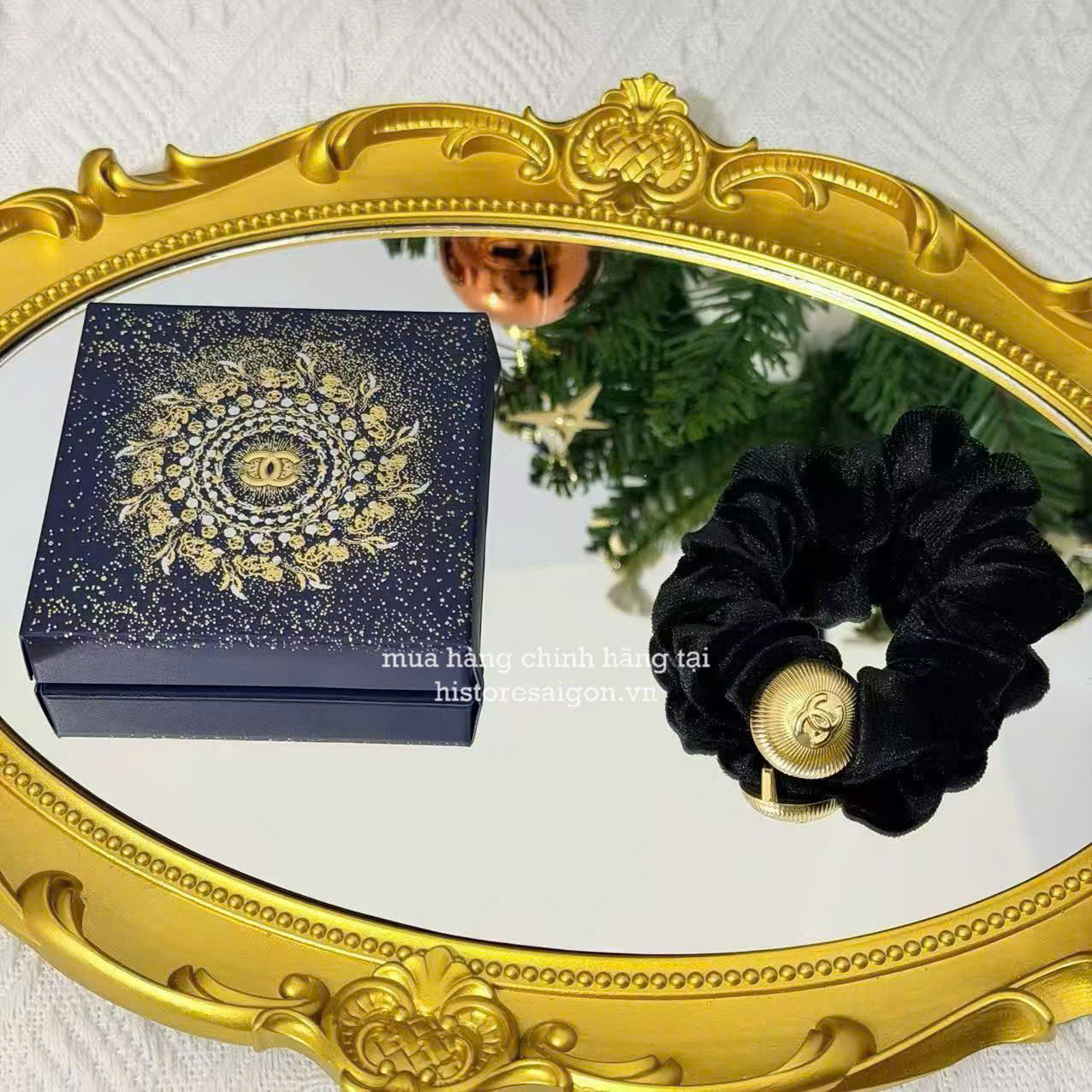 2134 - Cột Tóc Chanel Gift Xanh Navy (Gift Hãng Tặng Khách) [HÀNG CHÍNH HÃNG]