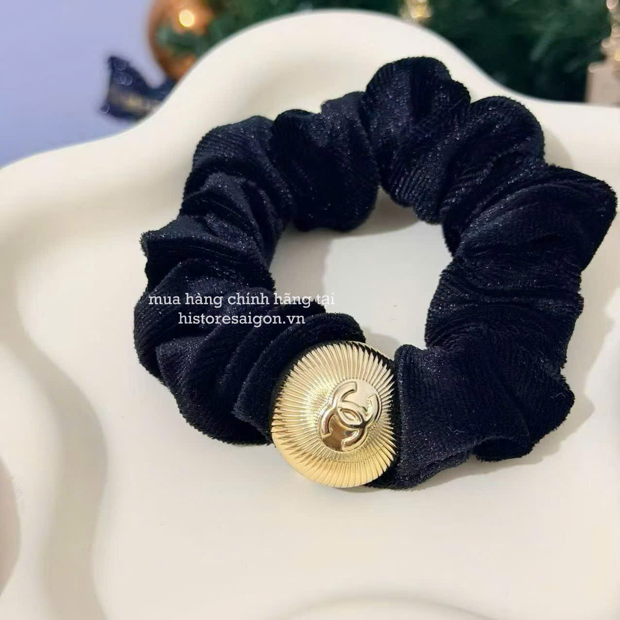2134 - Cột Tóc Chanel Gift Xanh Navy (Gift Hãng Tặng Khách) [HÀNG CHÍNH HÃNG]