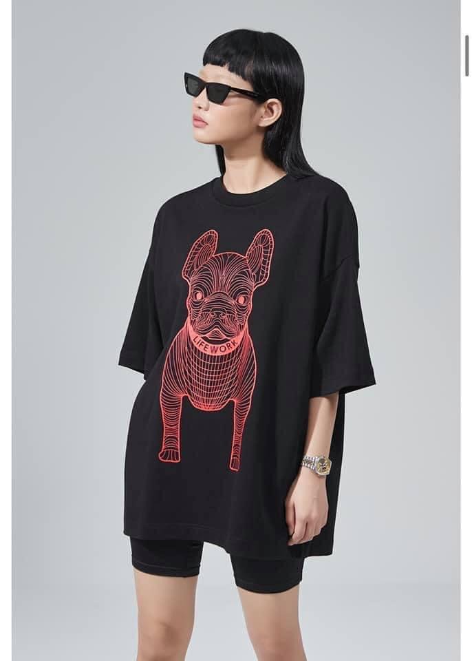 1743 -  Áo Life Work Life Big Logo Basic Black Red LWBLBR [HÀNG CHÍNH HÃNG]