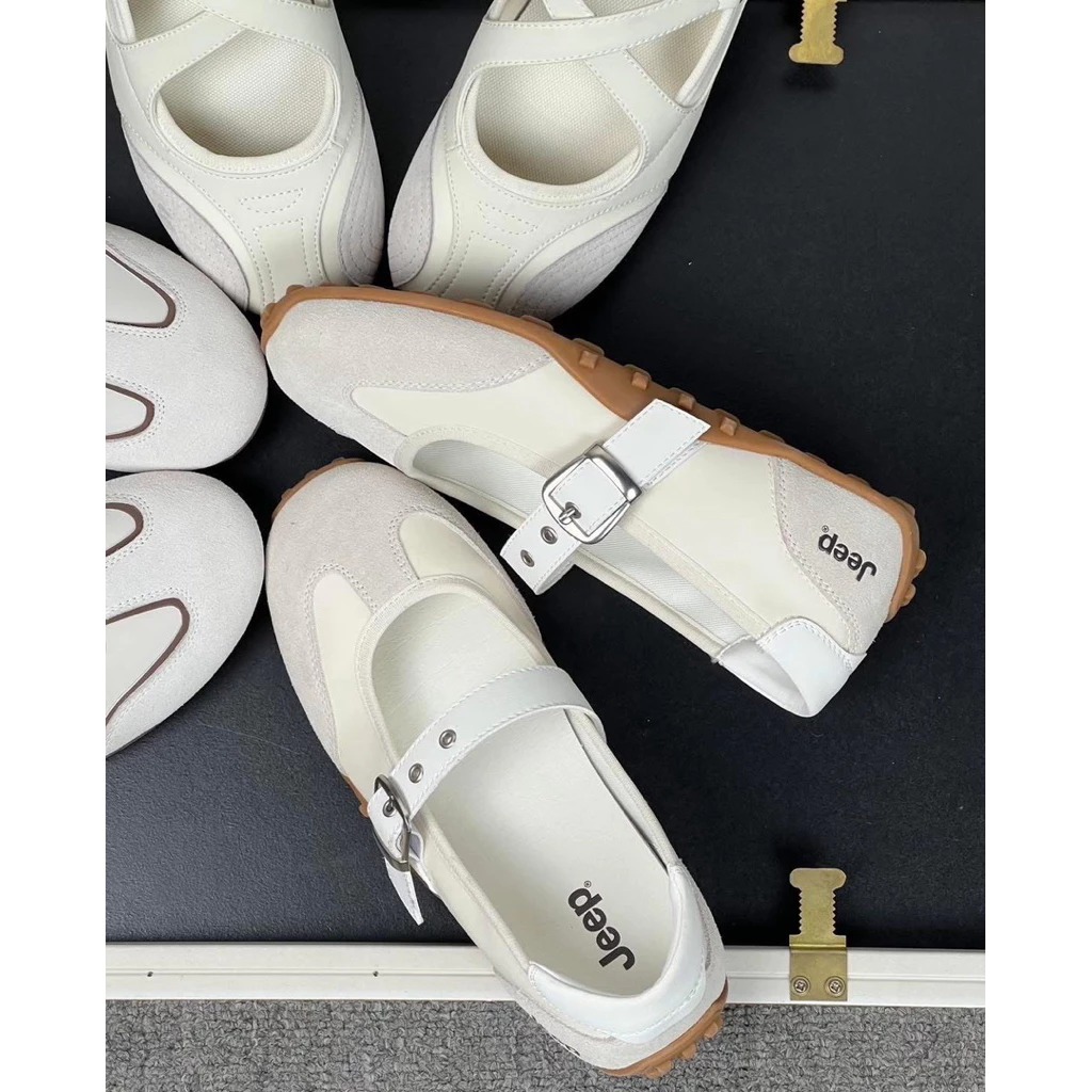 2750 - Giày Jeep Mary Jane Vintage Suede White 2026 | P661W13404 [HÀNG CHÍNH HÃNG]