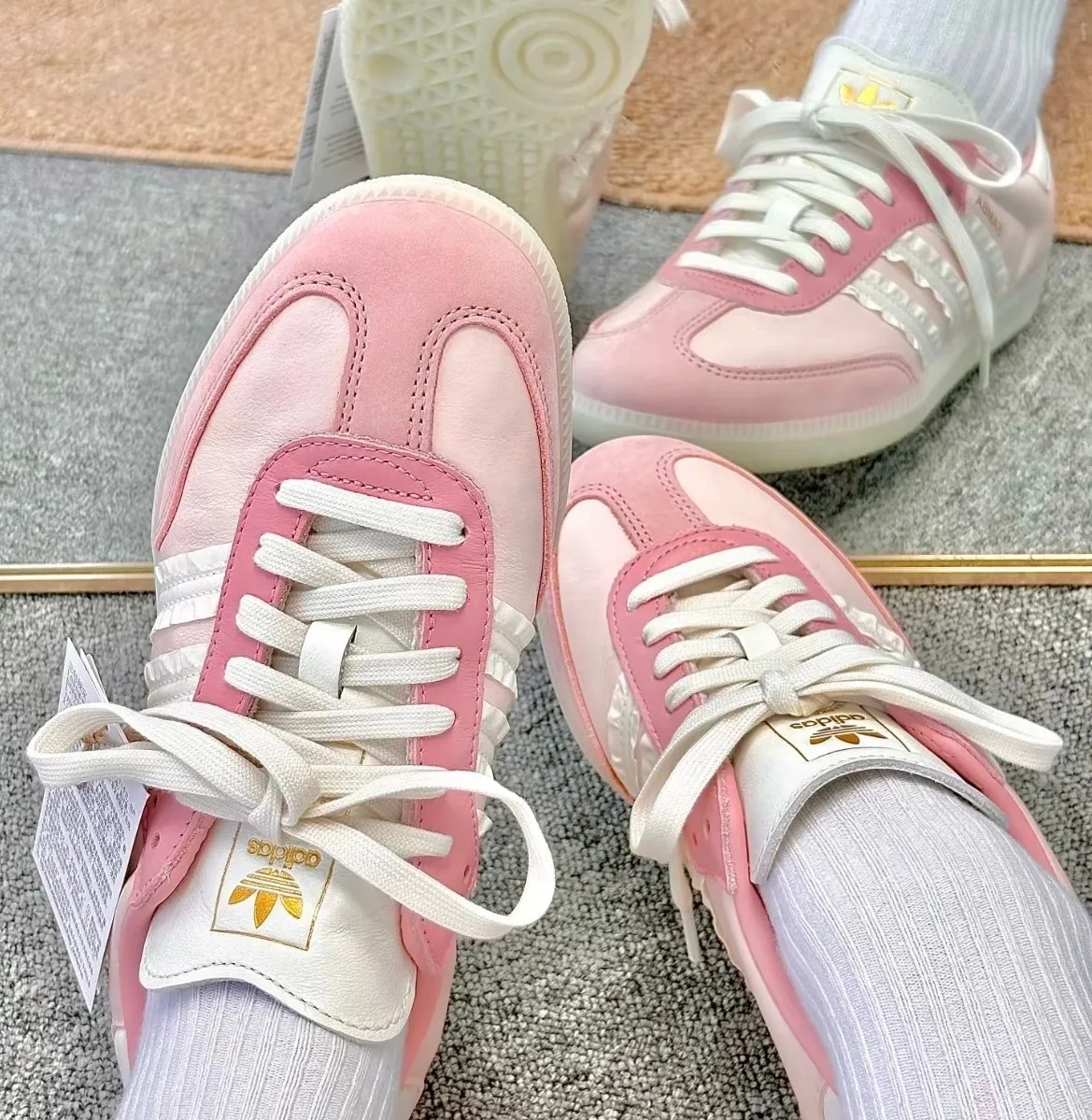 1768 - Giày Adidas Samba Ruffle Stripes Pack Wonder Mauve JR8830 [HÀNG CHÍNH HÃNG]