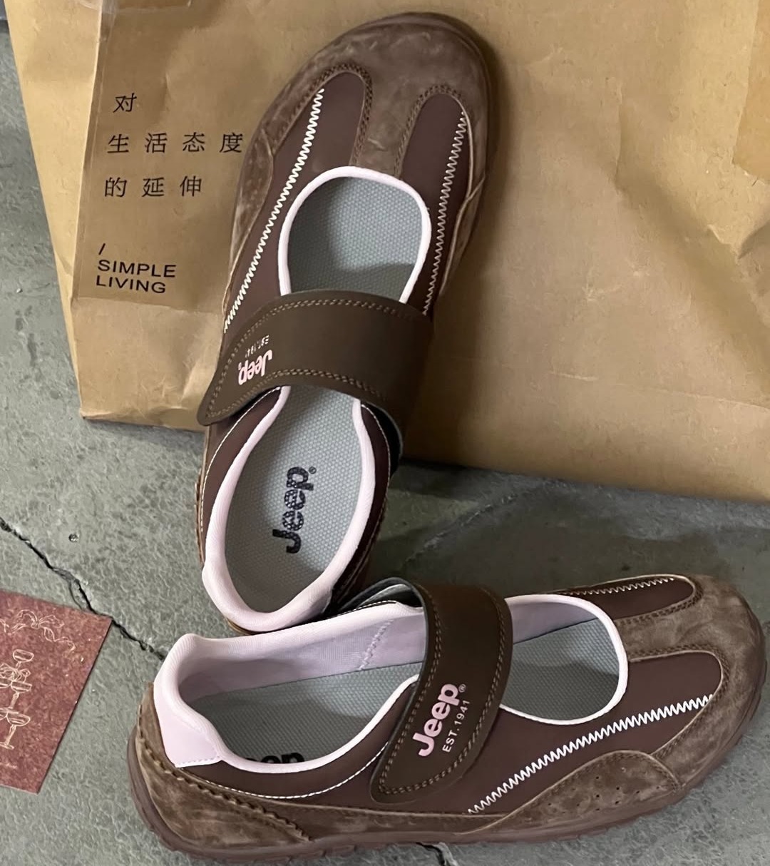 2733 - Giày Jeep Mary Jane Comfort Velcro "Brown" | P661W3399 [HÀNG CHÍNH HÃNG]