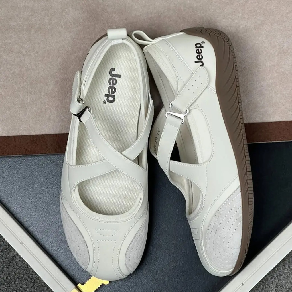 2708 - Giày Jeep Vintage Mary Jane Toe Ballet White-Grey P661W13310 [HÀNG CHÍNH HÃNG]