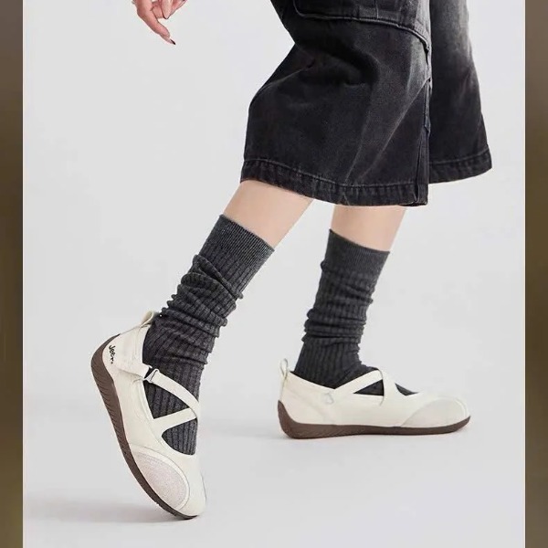 2708 - Giày Jeep Vintage Mary Jane Toe Ballet White-Grey P661W13310 [HÀNG CHÍNH HÃNG]