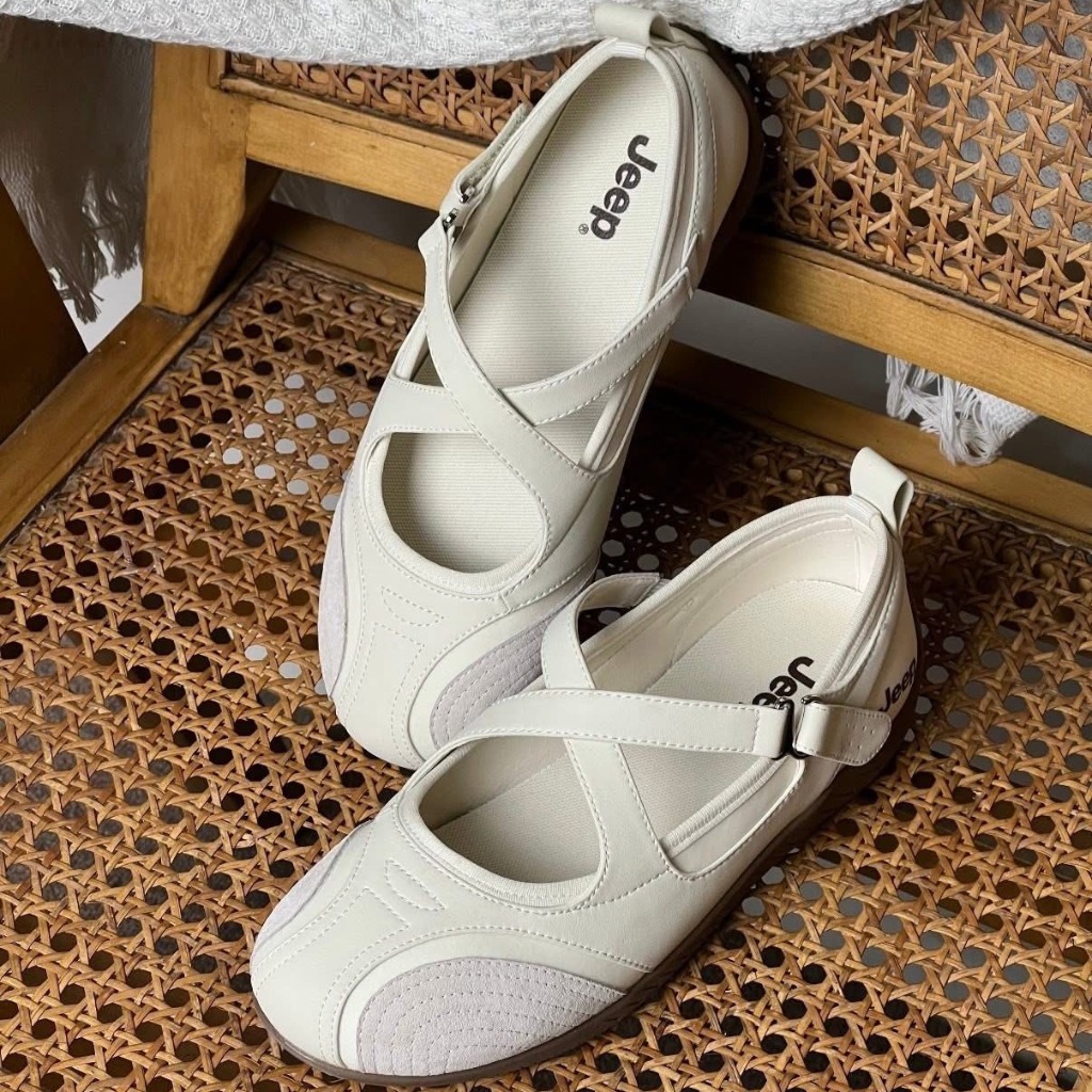 2708 - Giày Jeep Vintage Mary Jane Toe Ballet White-Grey P661W13310 [HÀNG CHÍNH HÃNG]