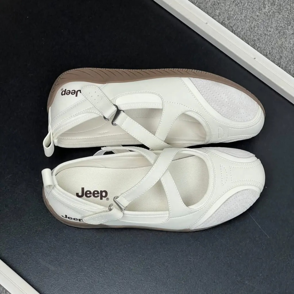 2708 - Giày Jeep Vintage Mary Jane Toe Ballet White-Grey P661W13310 [HÀNG CHÍNH HÃNG]