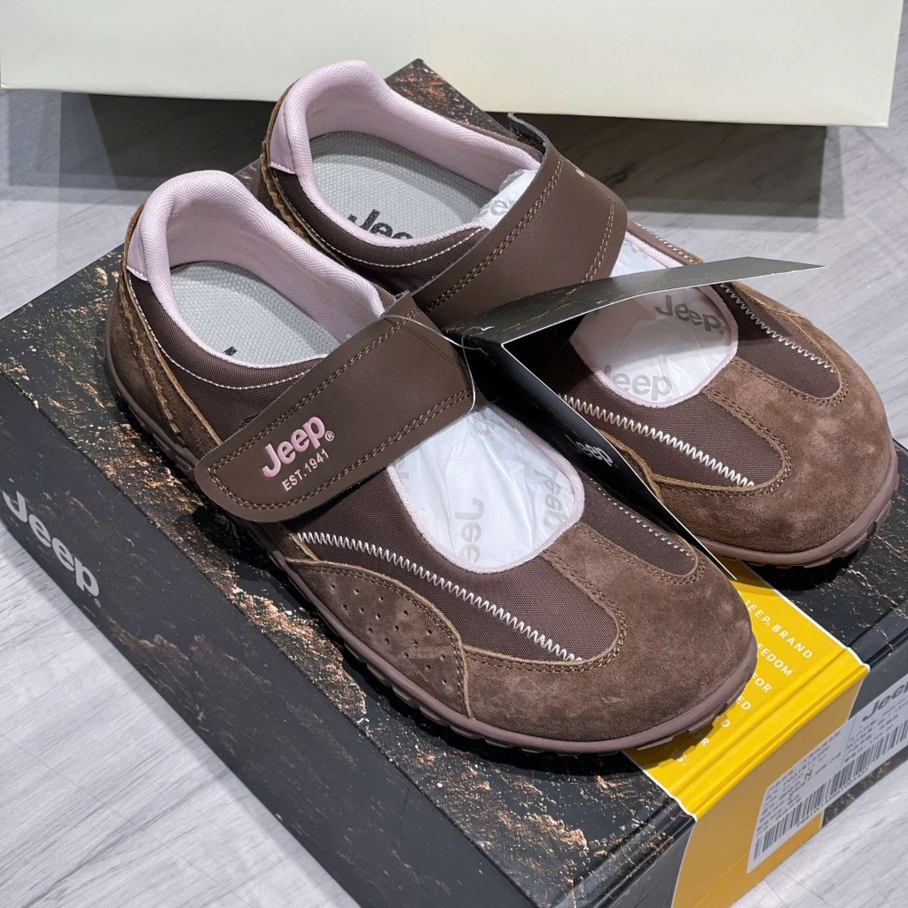 2733 - Giày Jeep Mary Jane Comfort Velcro "Brown" | P661W3399 [HÀNG CHÍNH HÃNG]