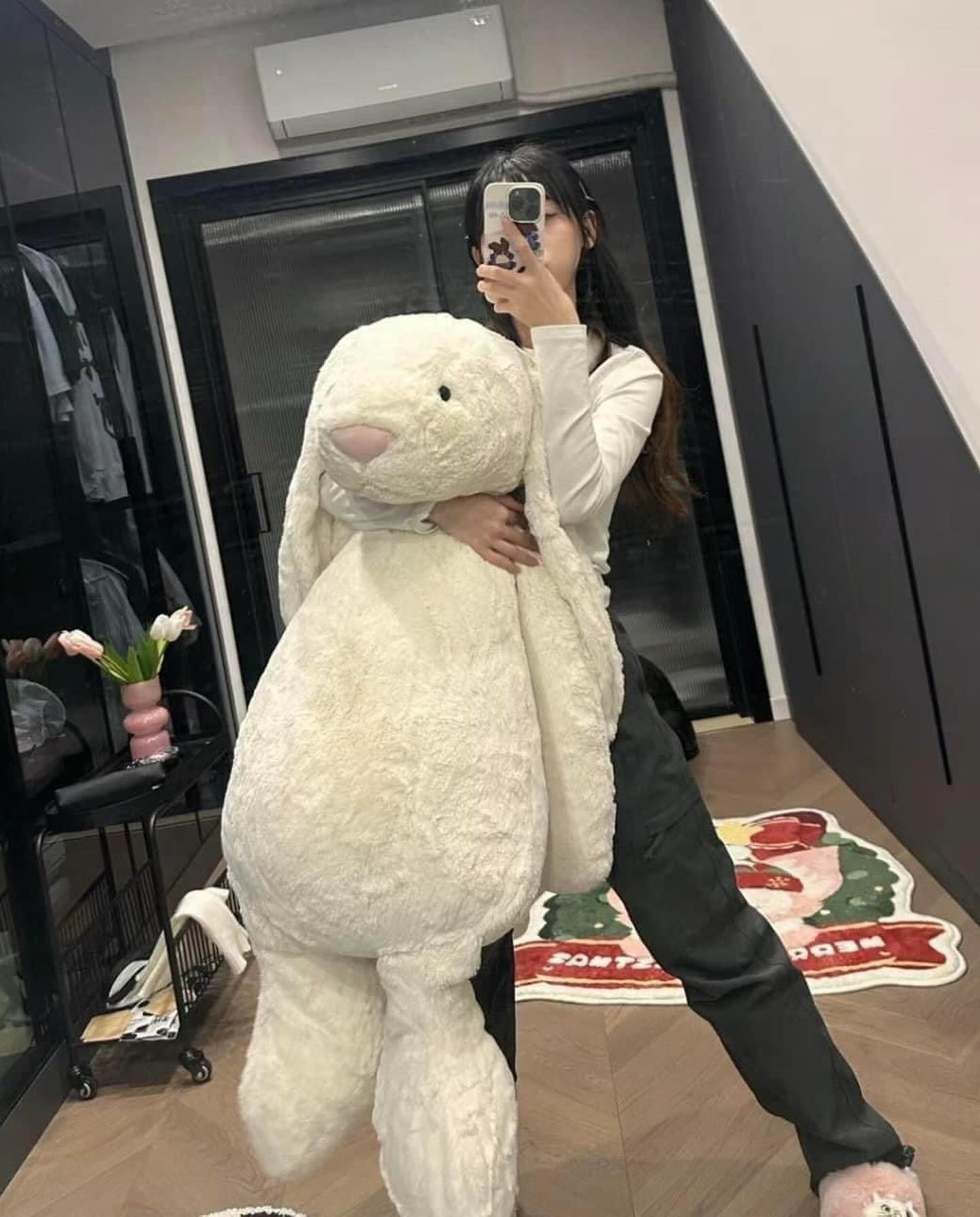 2077 - JellyCat 108cm Bunny Cream Trắng - Jellycat Bashful Bunny Cream Really Really Big 108cm [HÀNG CHÍNH HÃNG]