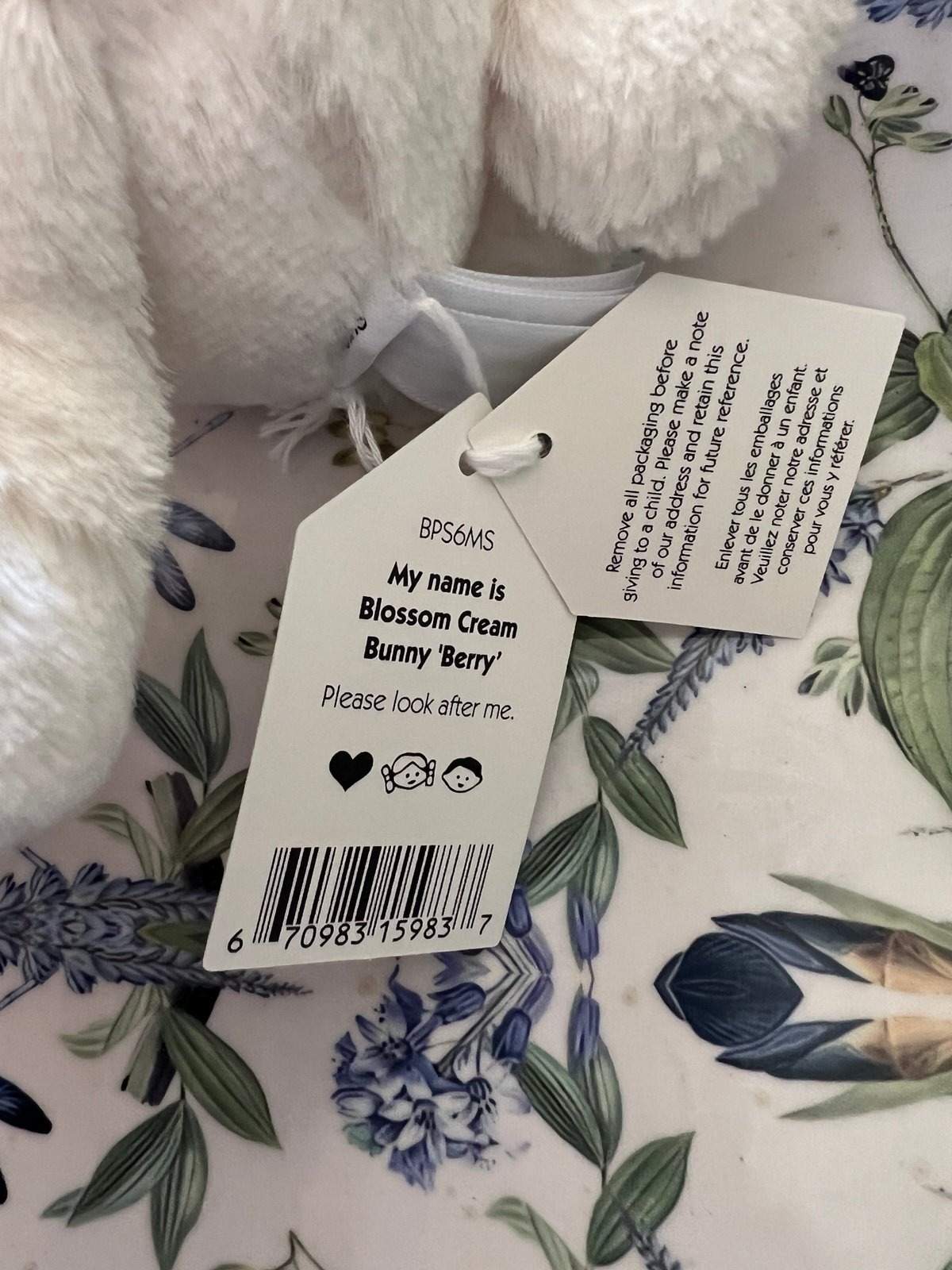 2081 - JellyCat Blossom Bunny Berry Cream 31cm - Jellycat Blossom Cream Bunny Berry Medium 31cm [HÀNG CHÍNH HÃNG]