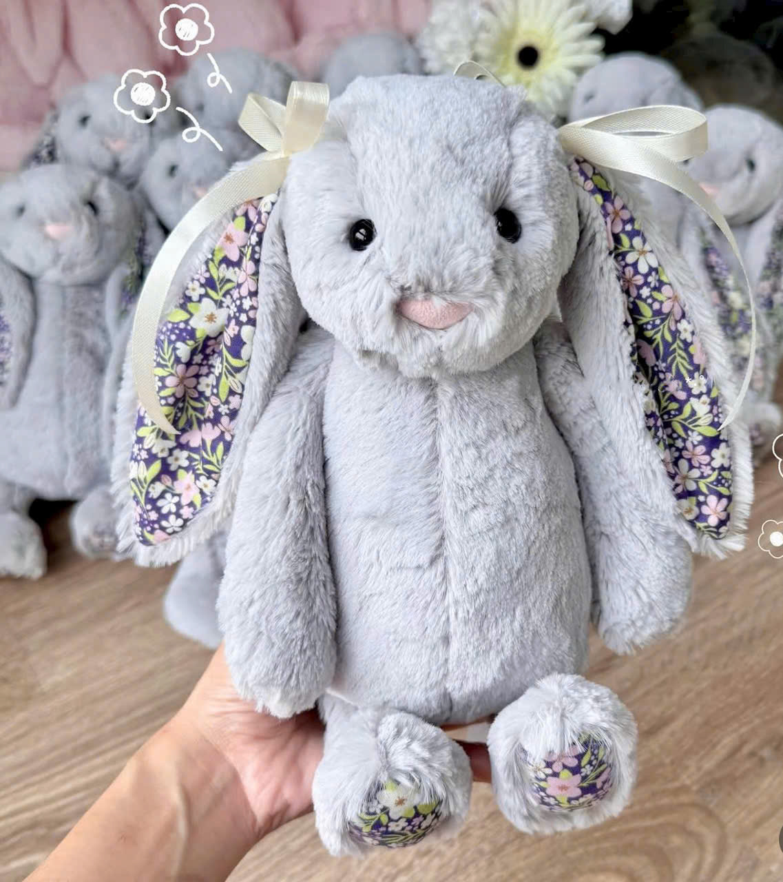 2080 - JellyCat Blossom Bunny Bloom Silver 31cm - JellyCat Blossom Silver Bunny Bloom Medium 31cm [HÀNG CHÍNH HÃNG]
