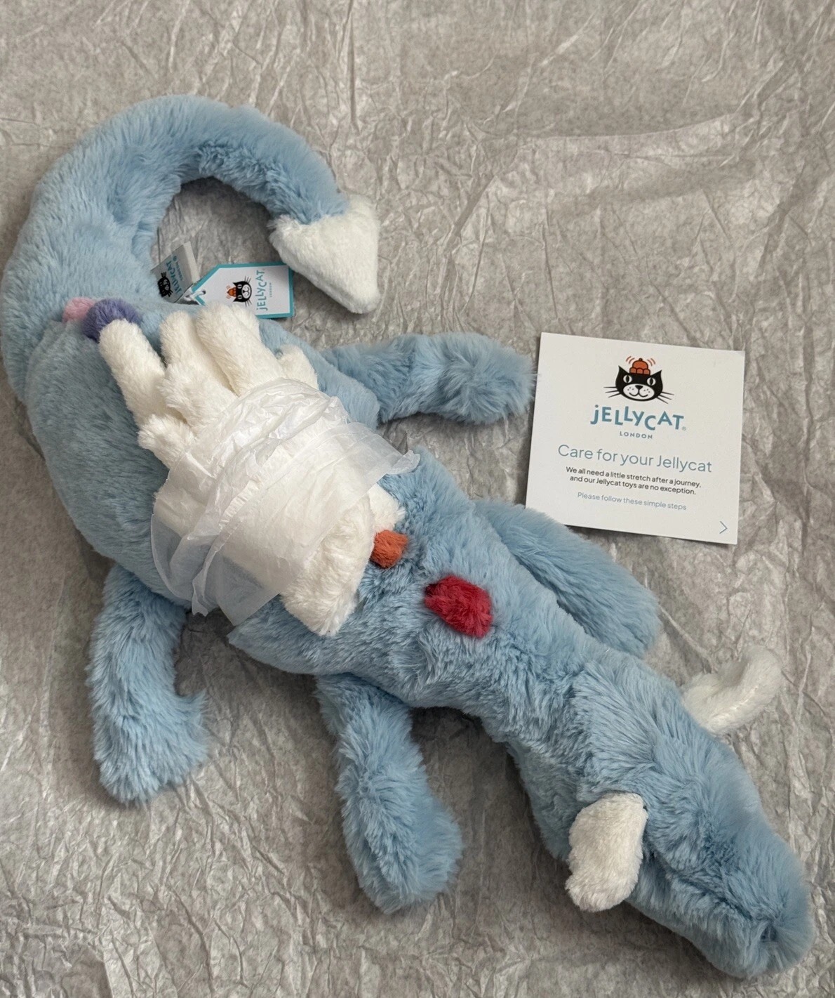 2203 - JellyCat Sky Dragon 50cm - Jellycat Rồng Xanh - Jellycat Sky Dragon Huge 50cm [HÀNG CHÍNH HÃNG]