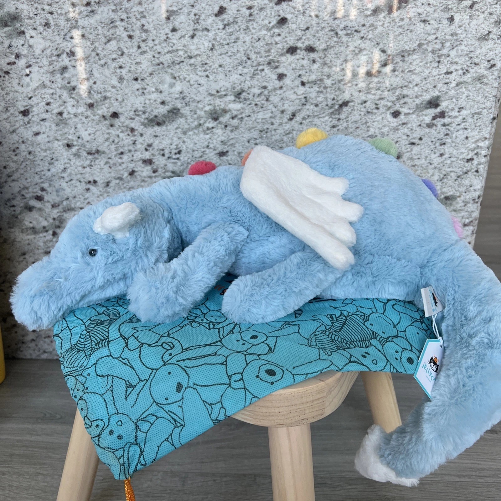 2203 - JellyCat Sky Dragon 50cm - Jellycat Rồng Xanh - Jellycat Sky Dragon Huge 50cm [HÀNG CHÍNH HÃNG]