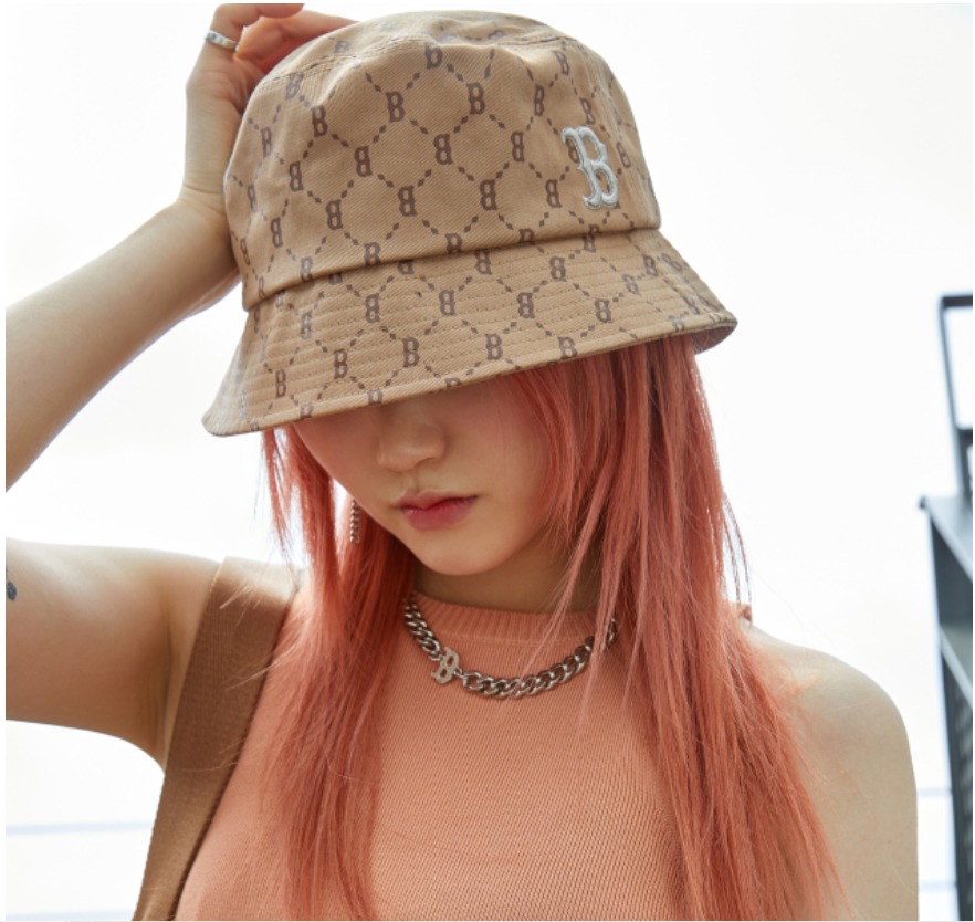 1115 - Nón MLB Diamond Monogram Bucket Hat Boston Red Sox Beige  32CP38111 43B - [HÀNG CHÍNH HÃNG]