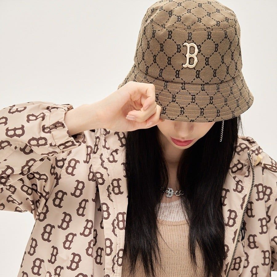 1115 - Nón MLB Diamond Monogram Bucket Hat Boston Red Sox Beige  32CP38111 43B - [HÀNG CHÍNH HÃNG]