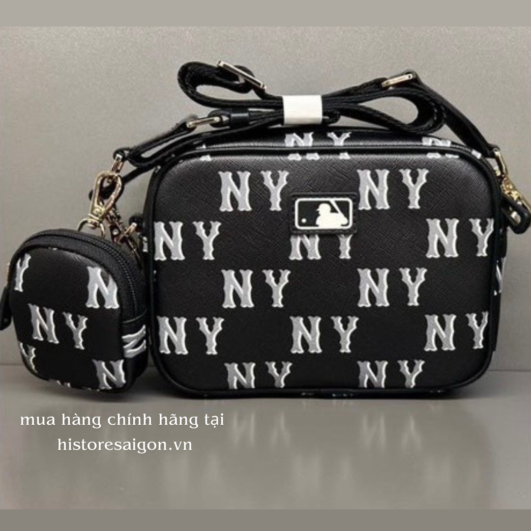 1014 -  Túi MLB NY Monogram Dia New York Black - Túi Đeo Chéo - Đen - Code 7ACRM084N 50BKS [HÀNG CHÍNH HÃNG]
