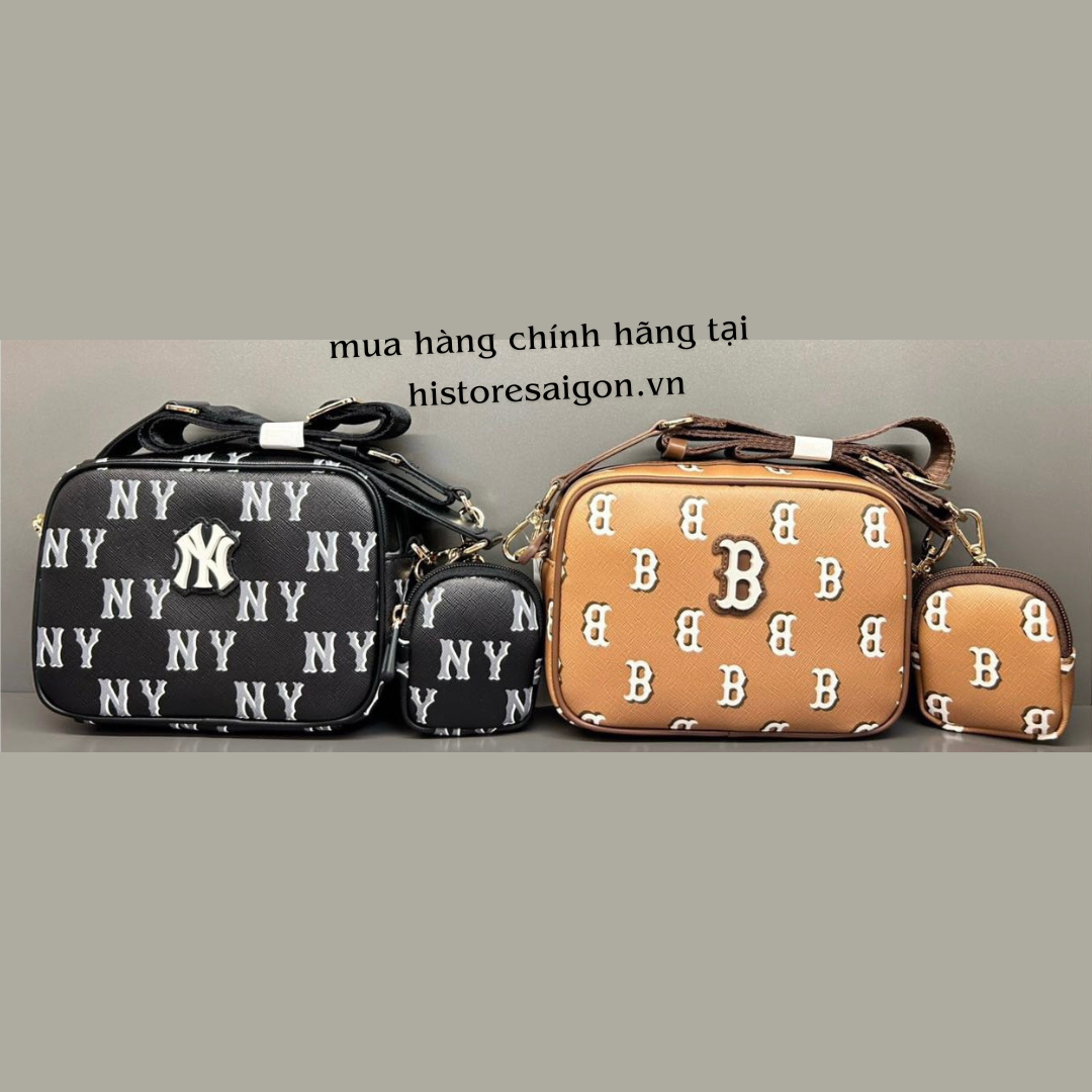 1015 -  Túi MLB Big B Monogram Dia Boston Beige Brown - Túi Đeo Chéo - Be Nâu - Code 7ACRM084N 43CAS [HÀNG CHÍNH HÃNG]