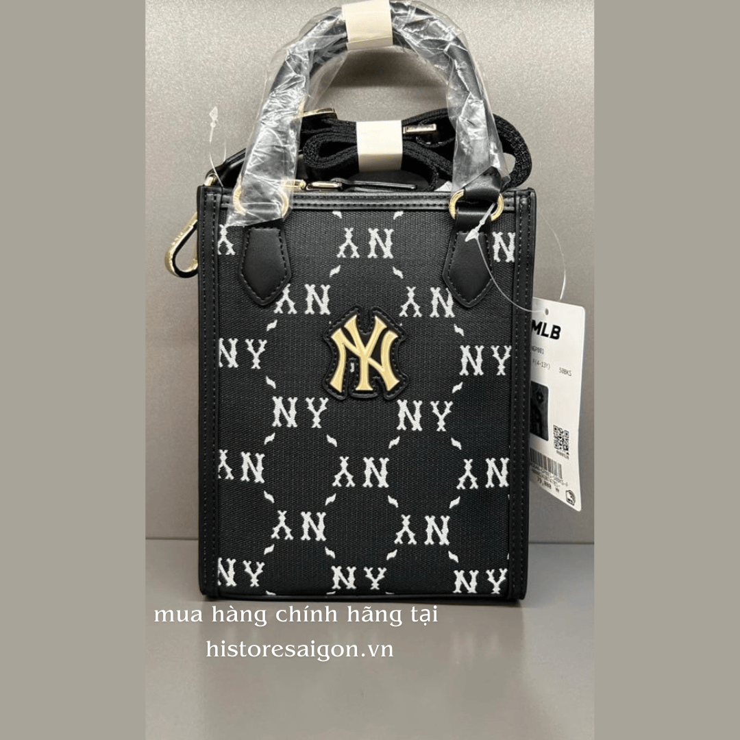 1018 -  Túi MLB NY Dia Monogram Phonebag Dọc - Black Đen - Code 7ACRMDB4N 50BKS [HÀNG CHÍNH HÃNG]