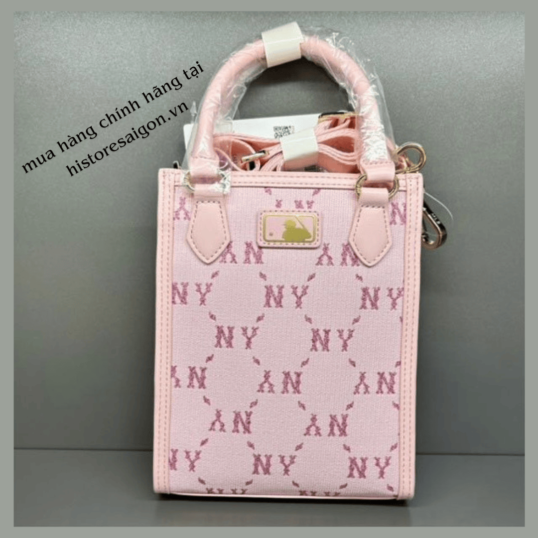 1017 -  Túi MLB NY Dia Monogram Phonebag Dọc - Hồng Pink - Code 7ACRMDB4N 50PKL [HÀNG CHÍNH HÃNG]