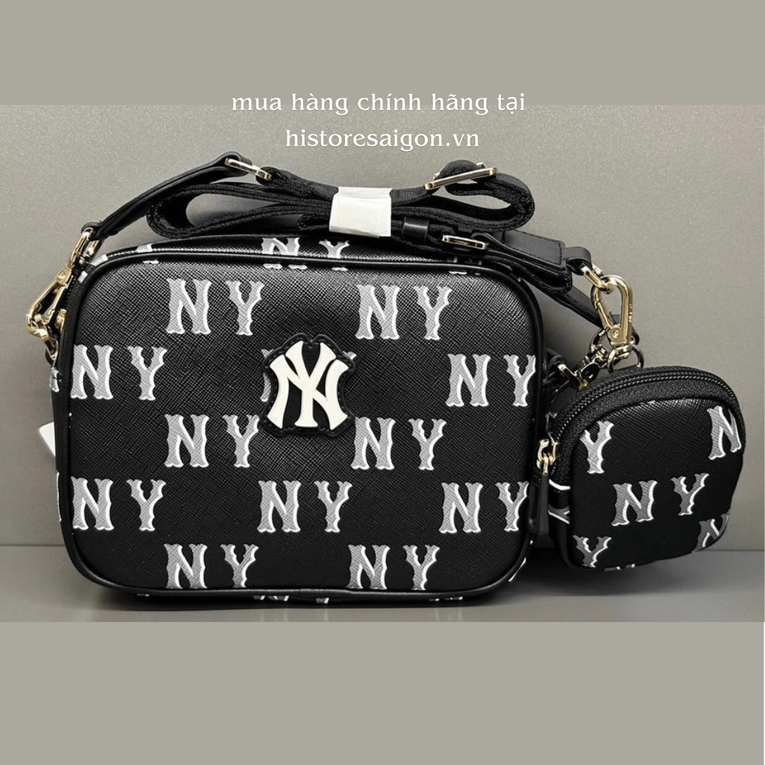 1014 -  Túi MLB NY Monogram Dia New York Black - Túi Đeo Chéo - Đen - Code 7ACRM084N 50BKS [HÀNG CHÍNH HÃNG]