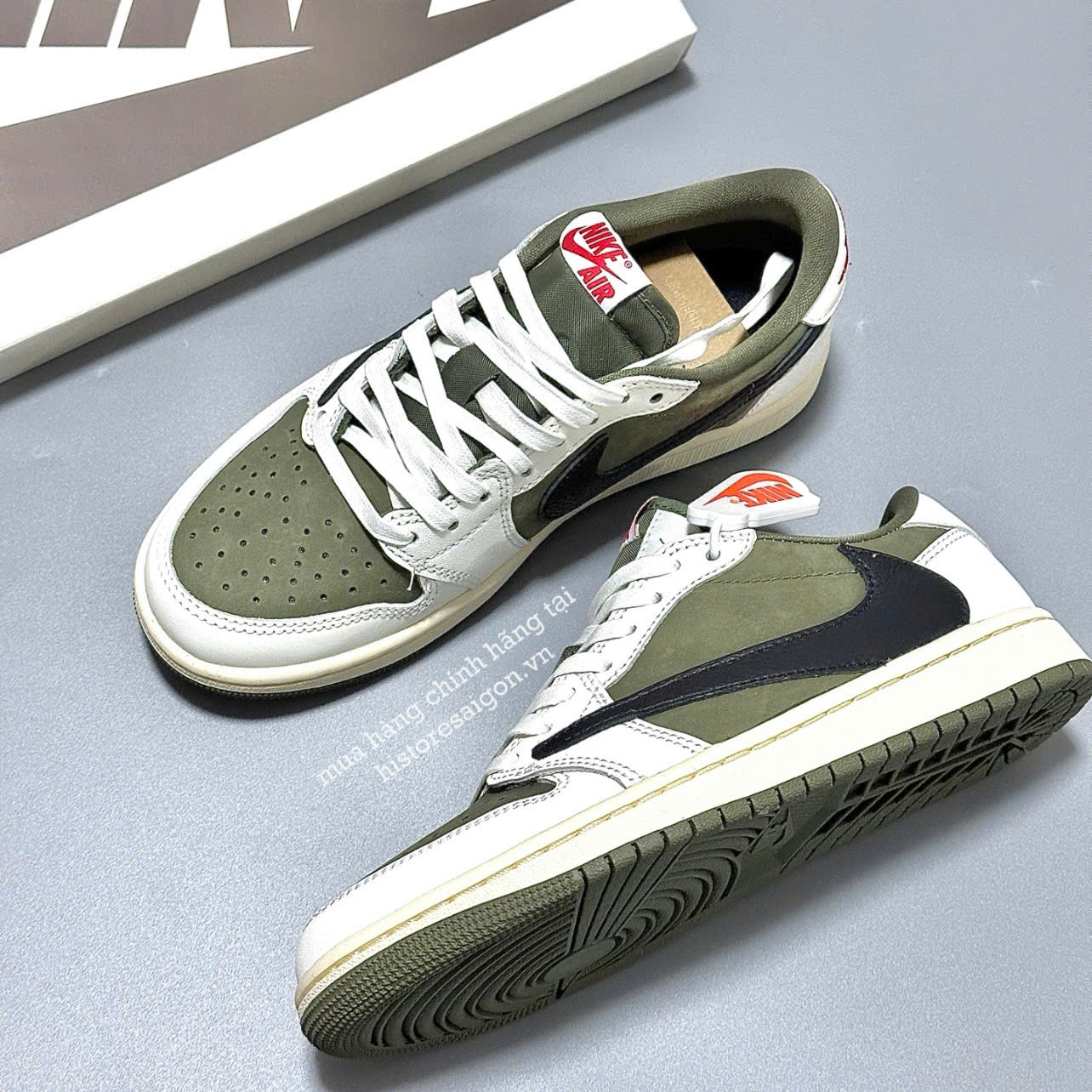 1985 - Giày Nike Air Jordan 1 Retro Low OG SP x Travis Scott Medium Olive DM7866-200 [HÀNG CHÍNH HÃNG]