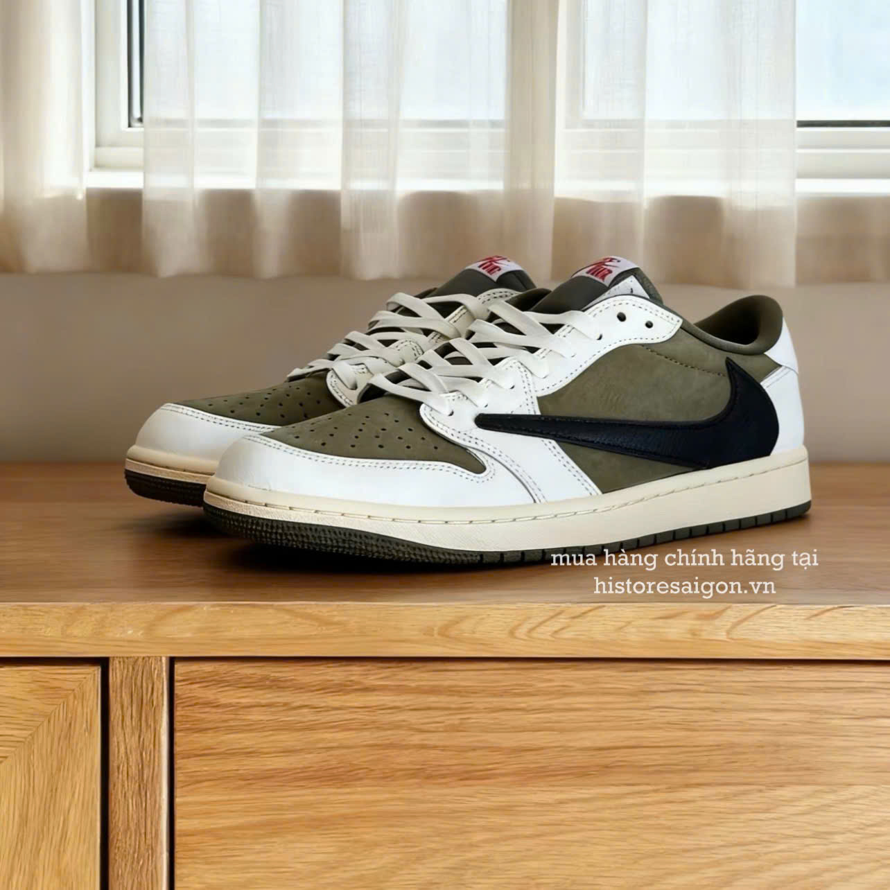 1985 - Giày Nike Air Jordan 1 Retro Low OG SP x Travis Scott Medium Olive DM7866-200 [HÀNG CHÍNH HÃNG]