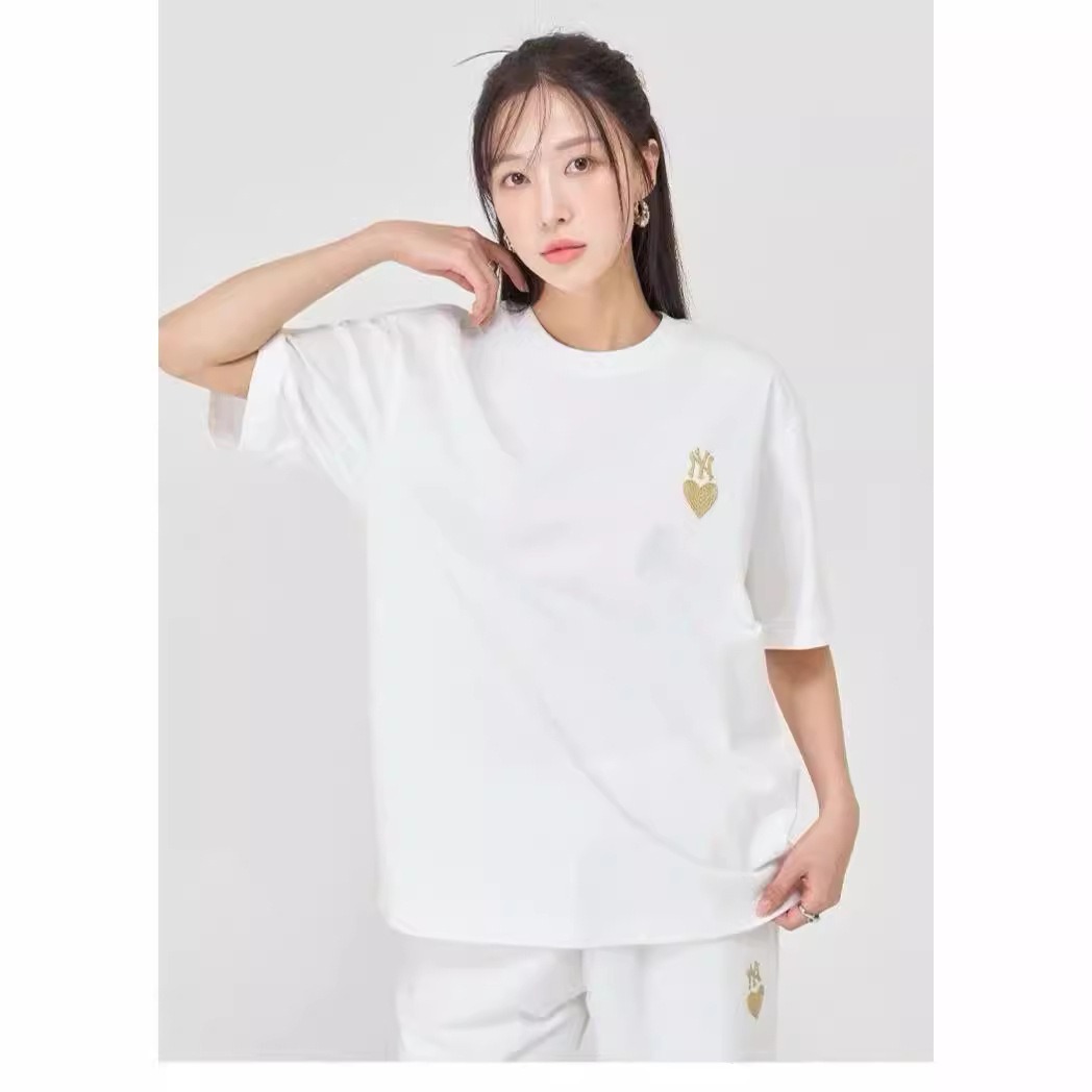 1023 -  Áo MLB Heart Small Logo New York Yankees Ivory - Trái Tim Trắng - Code 3ATSH0143 50IVS [HÀNG CHÍNH HÃNG]